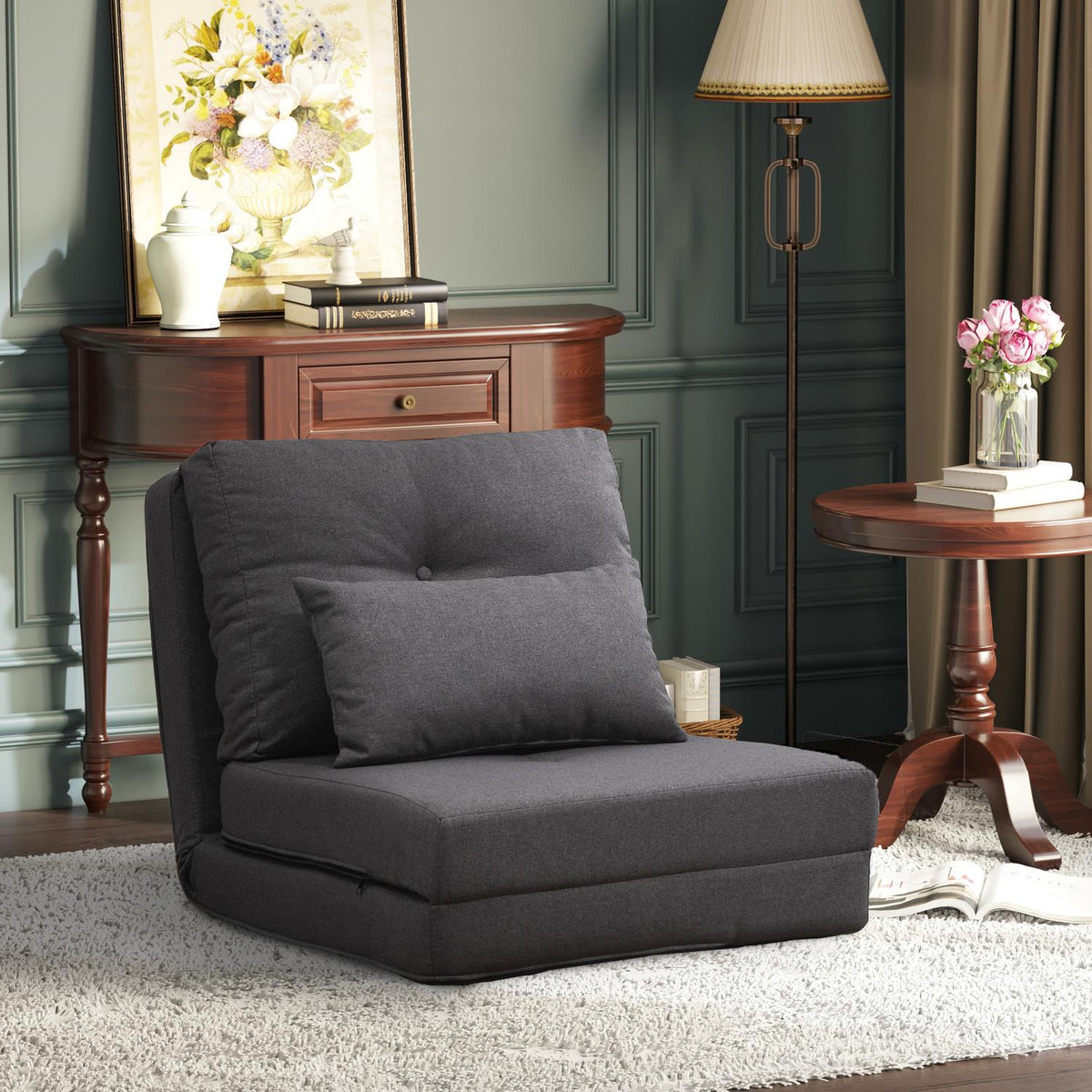 Justerbar sammenleggbar sovesofastol med puter – lin