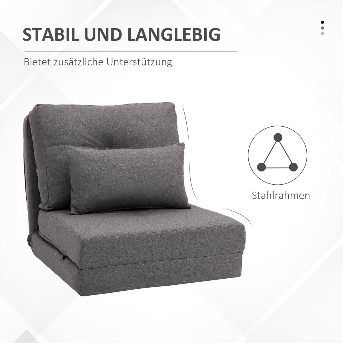 Justerbar sammenleggbar sovesofastol med puter – lin