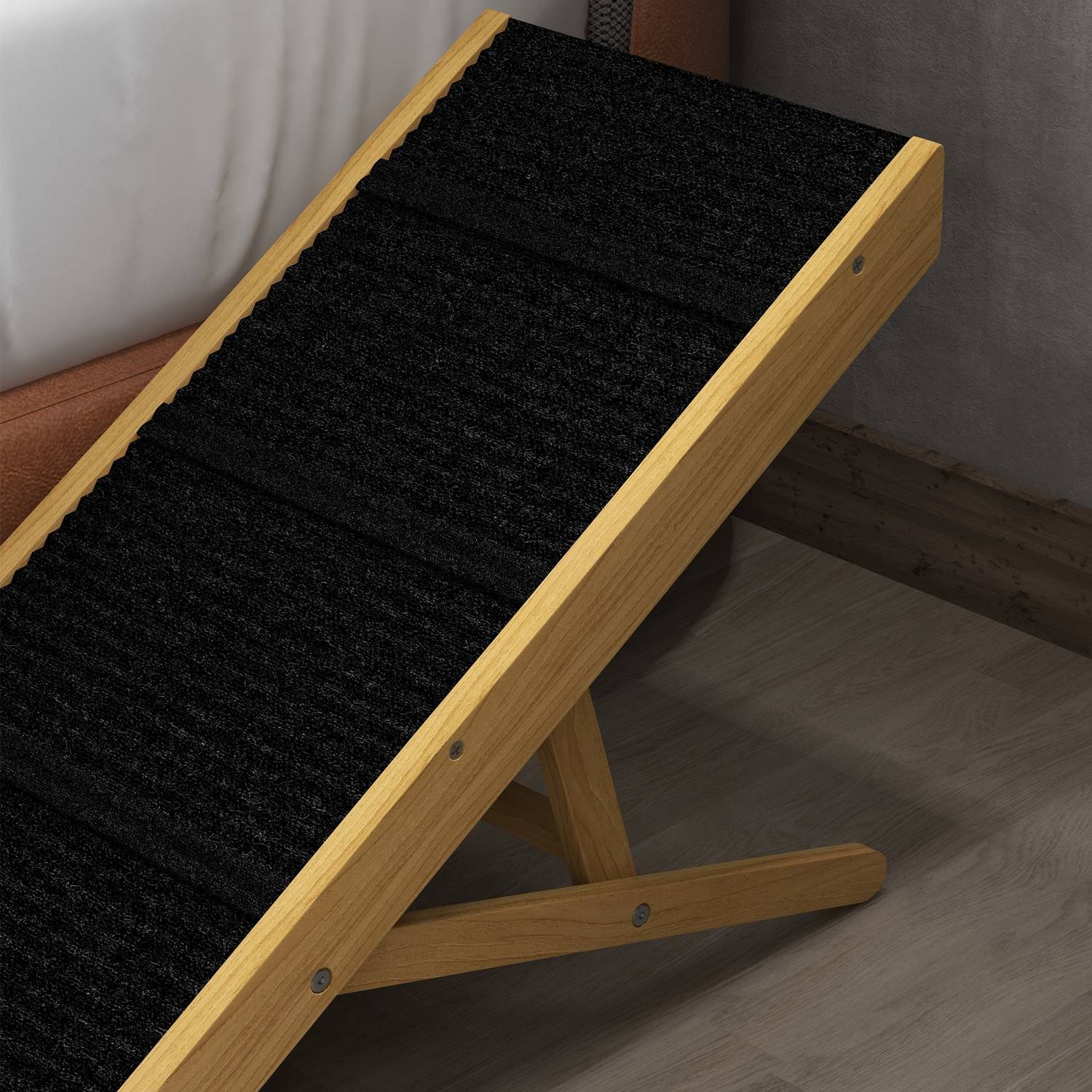 Justerbar hopfällbar hundramp, halkfri, stödjer upp till 15 kg