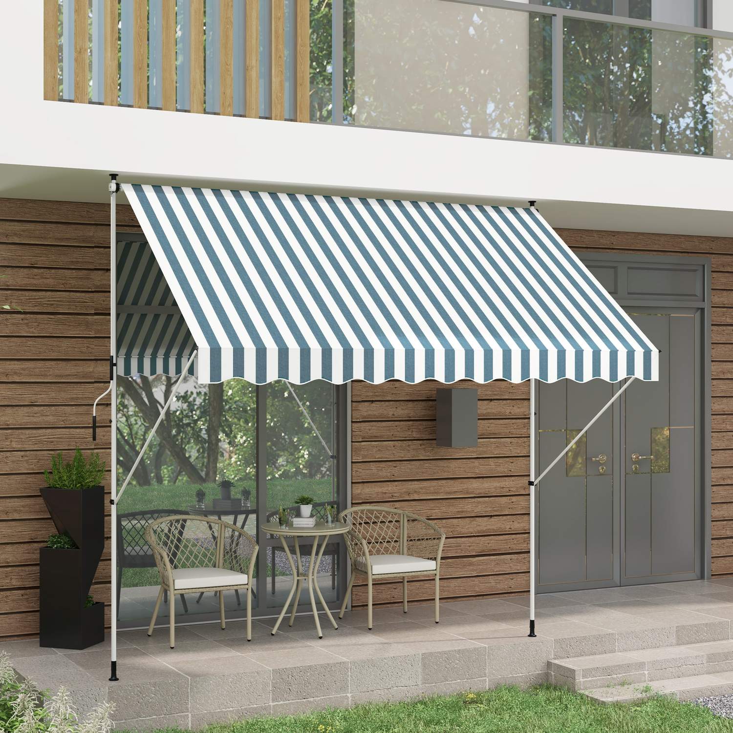 Justerbar hopfällbar markis, aluminium solskydd, 300x150 cm