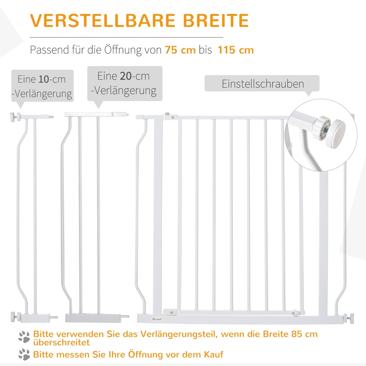 Justerbar hund- och babygrind – No-Drill, Svart, 75-115 cm