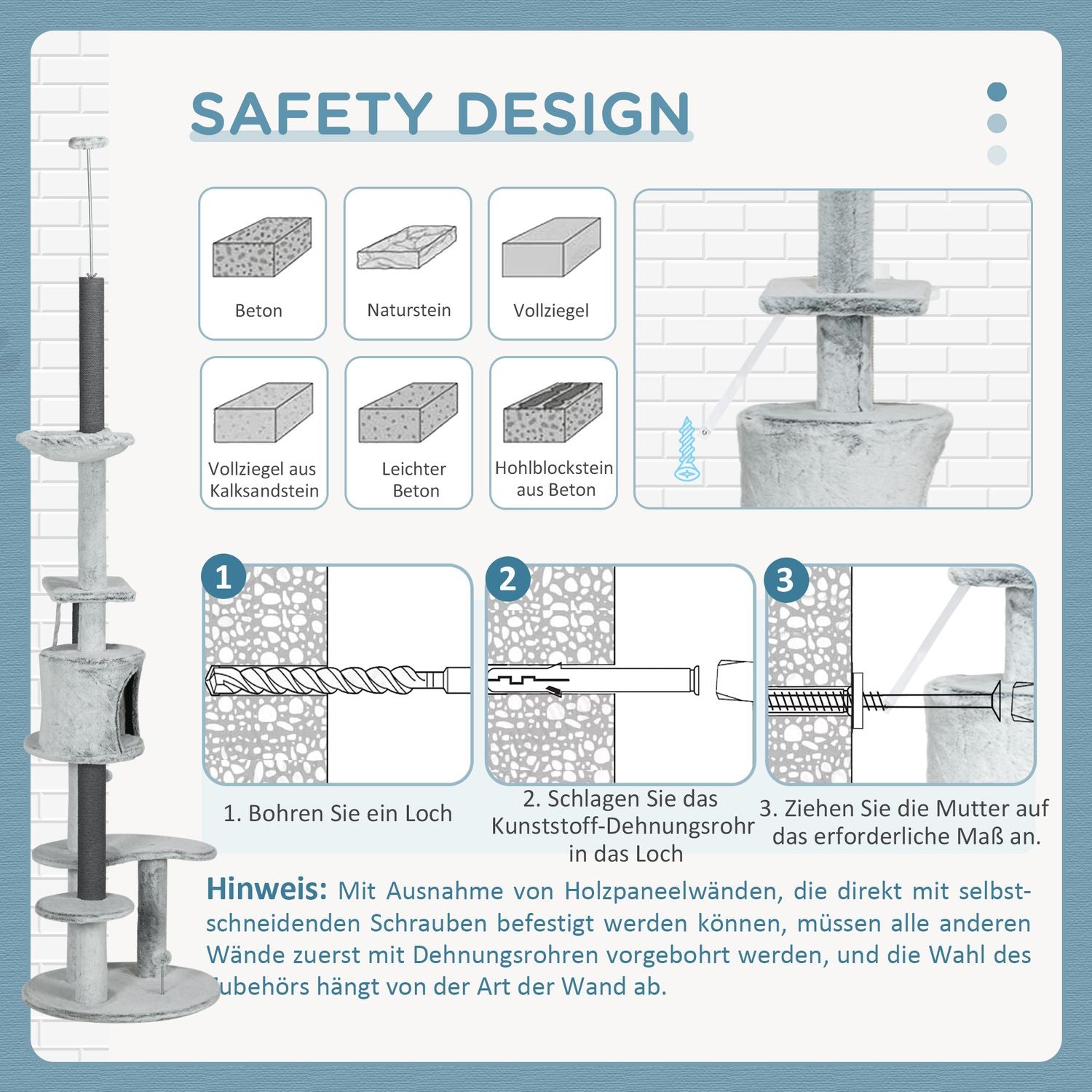 Justerbar kattskrapstolpe med grotta och lekboll