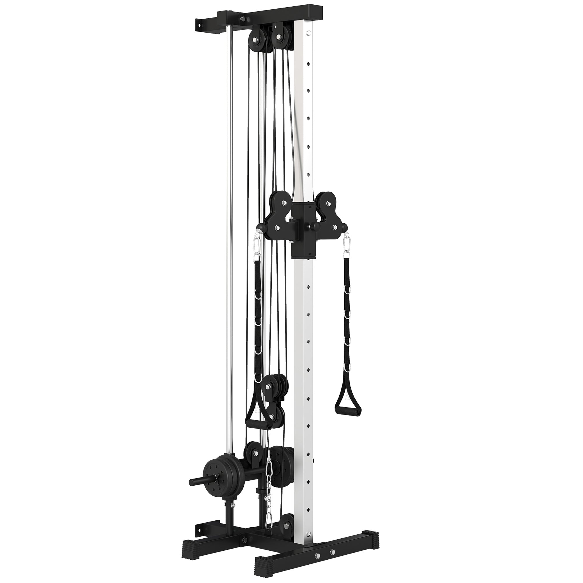 Justerbar kraftstation med dubbel remskiva, 25-165 cm, svart