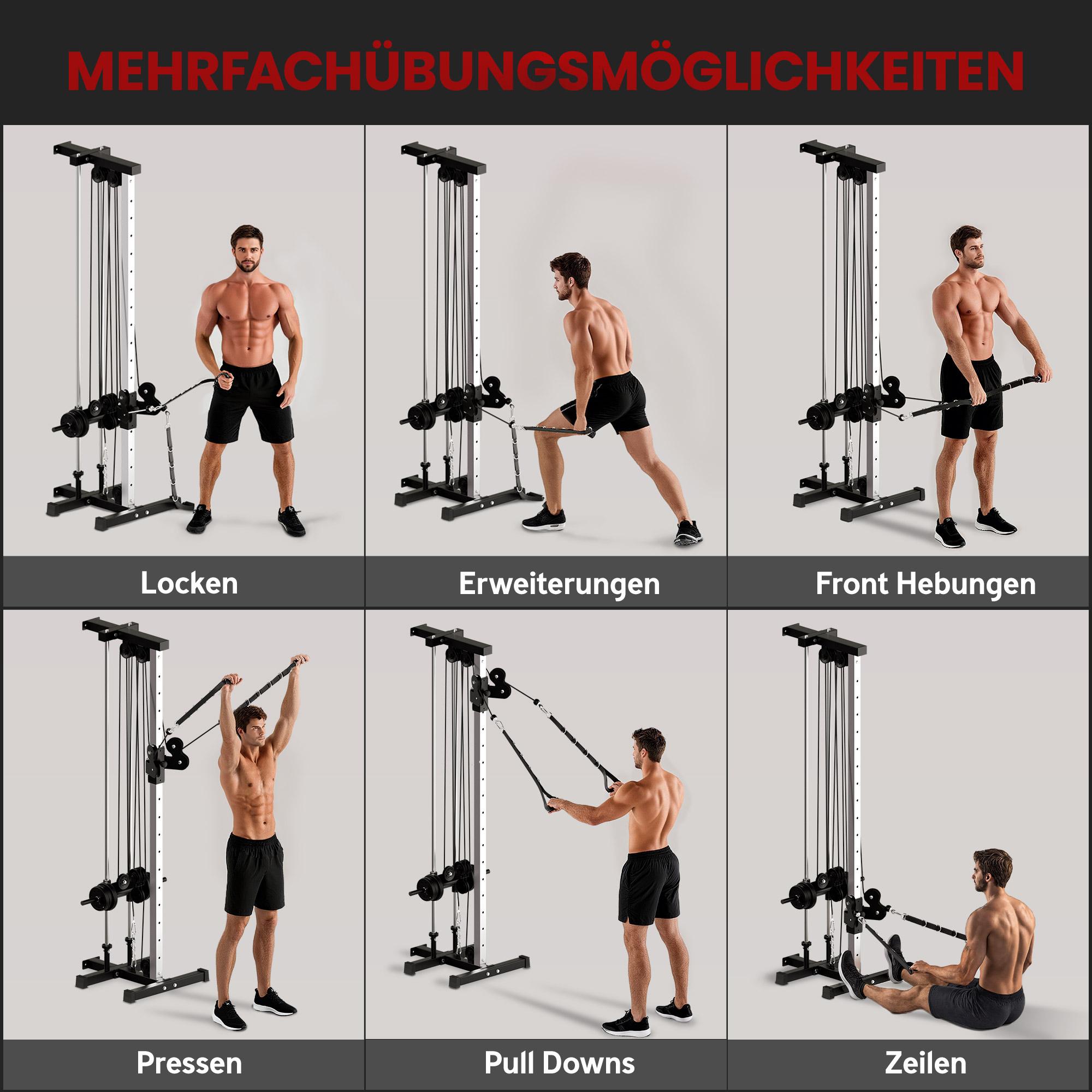 Justerbar kraftstation med dubbel remskiva, 25-165 cm, svart