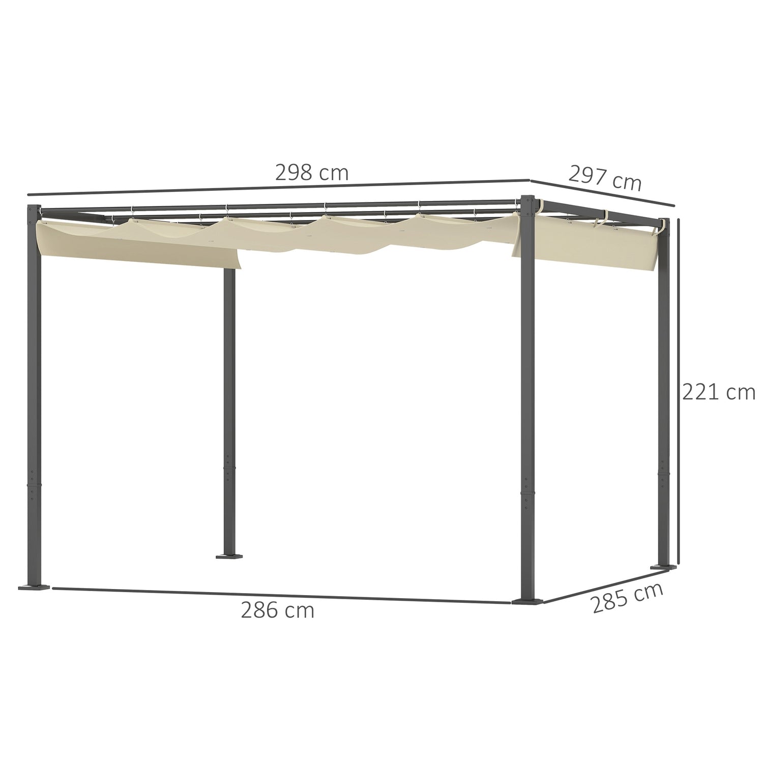 Justerbar metall Pergola Pavilion 3x3m, Beige, UV-skydd