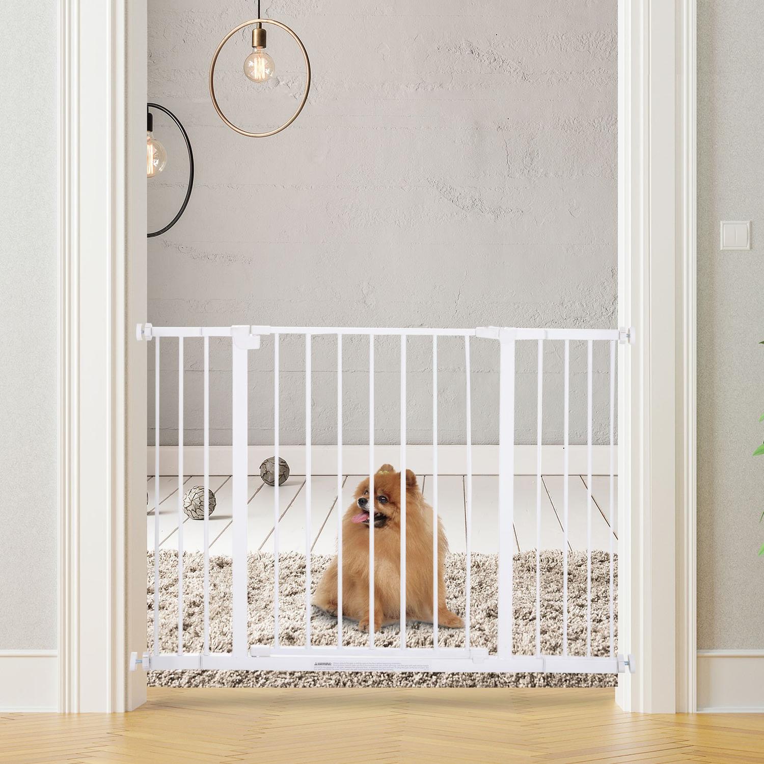 Justerbar metalltrappgrind – Borrfri, 76-107 cm, Vit