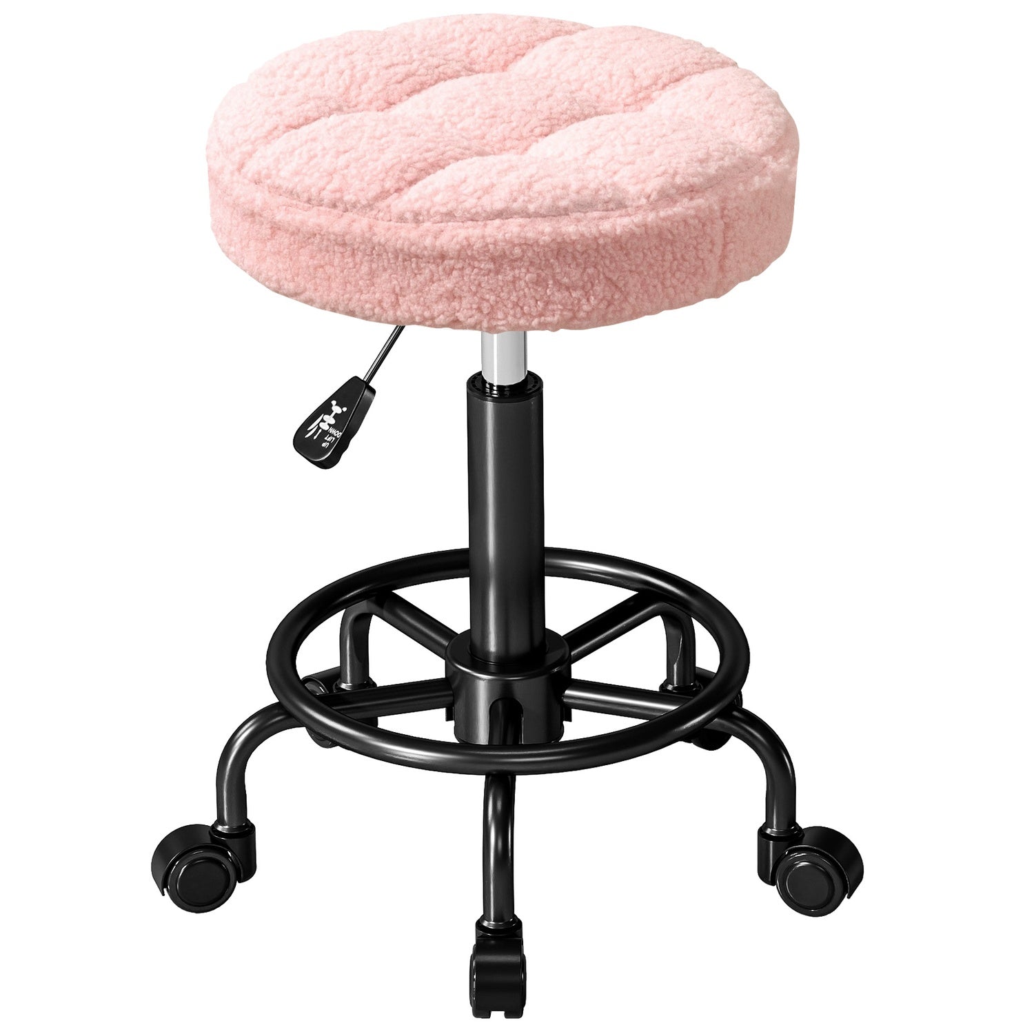 Justerbar rullpall, rosa, 360° vridbar, 50-66 cm höjd
