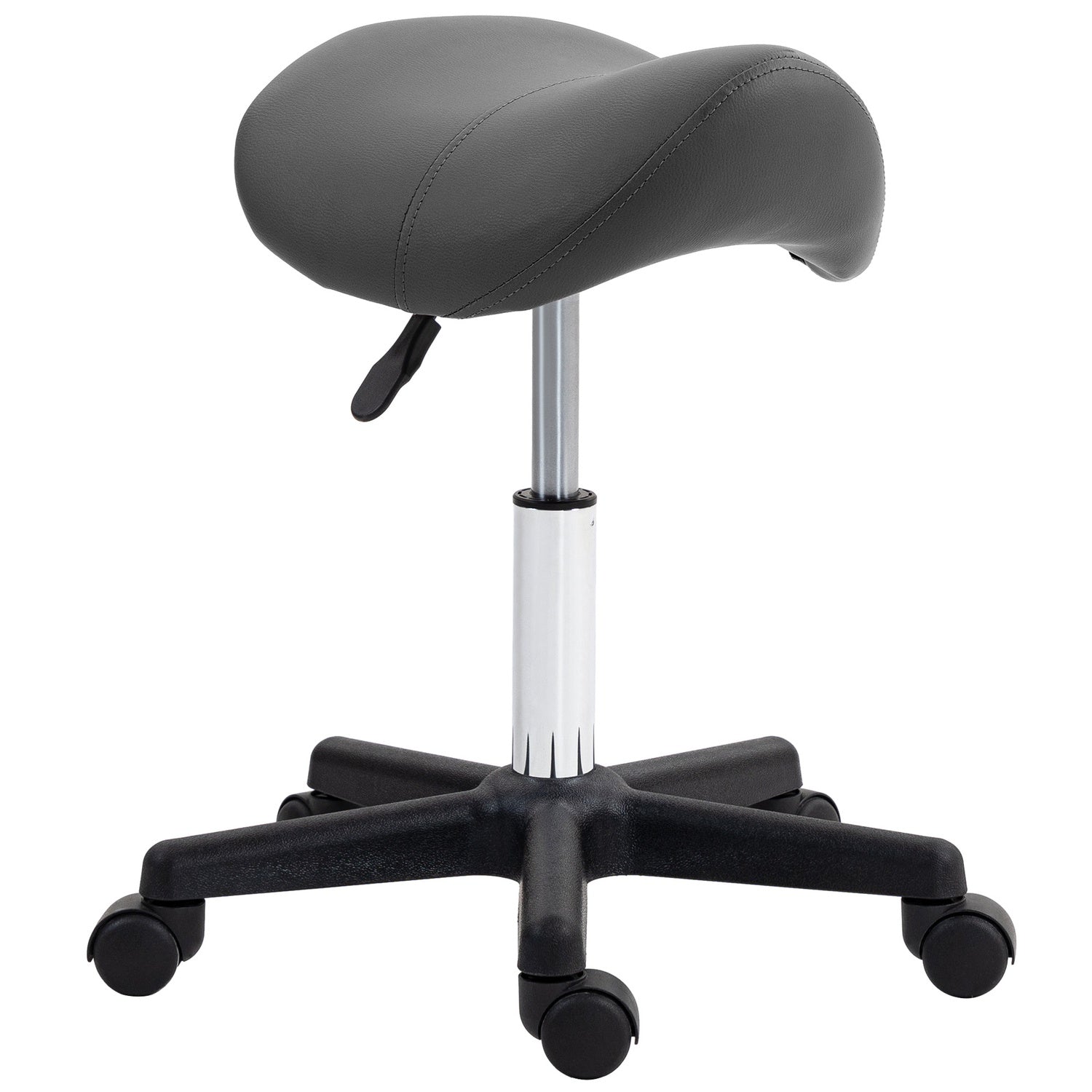Justerbar sadelpall, svart konstläder, kapacitet 120 kg
