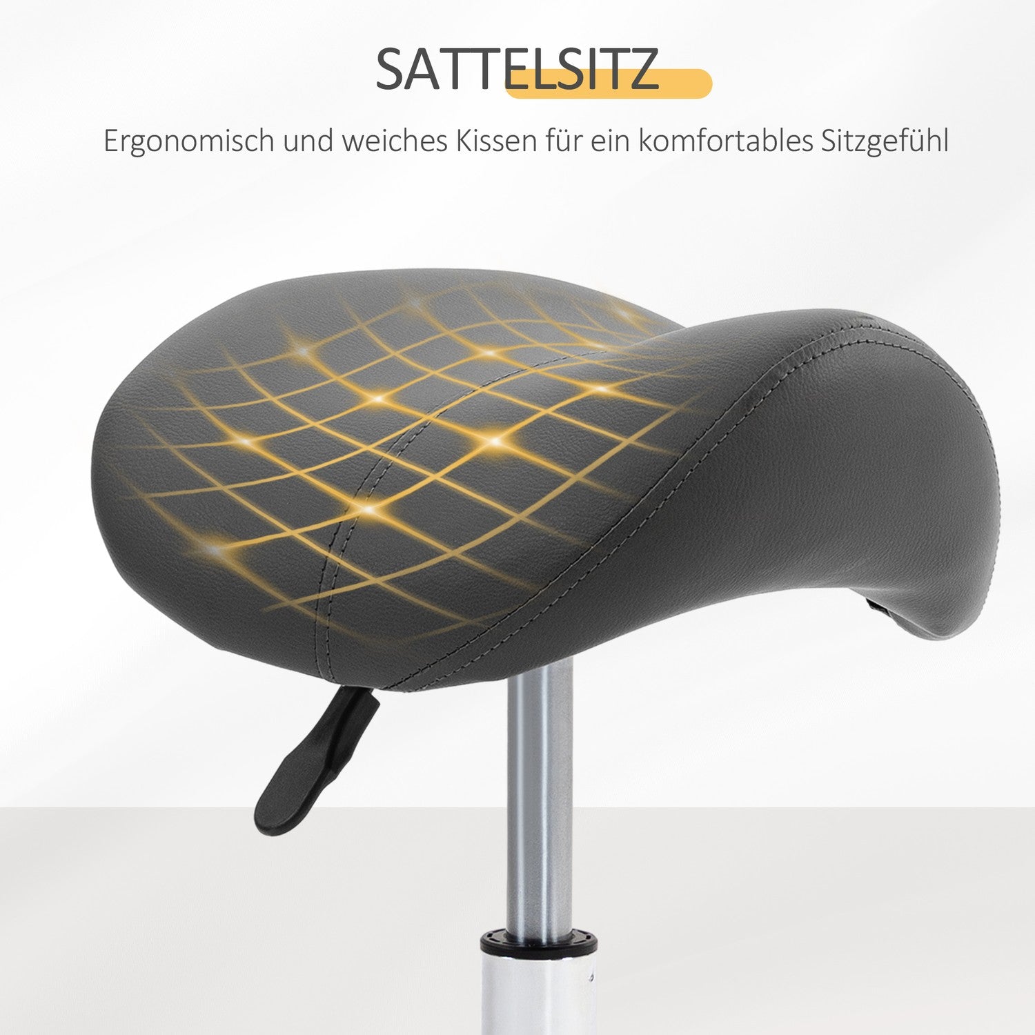 Justerbar sadelpall, svart konstläder, kapacitet 120 kg