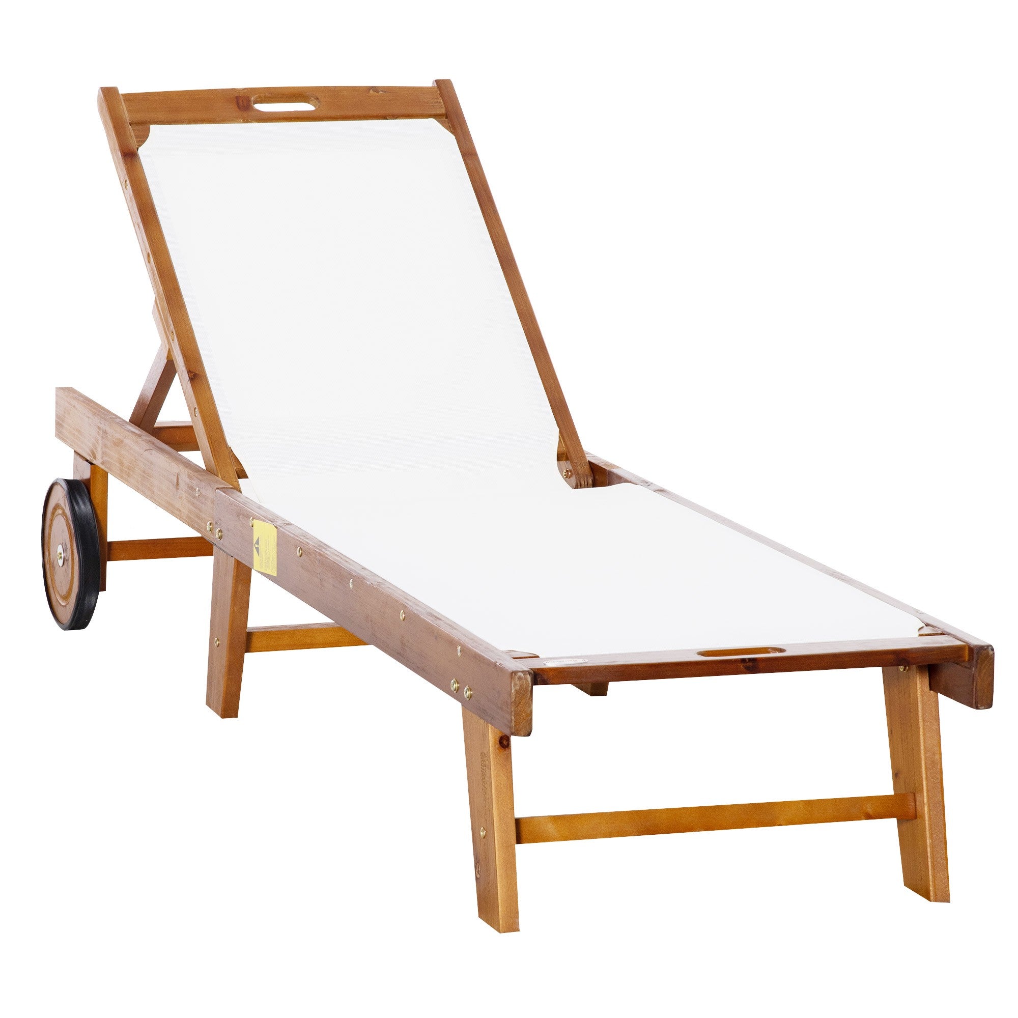 Justerbar solsäng i akaciaträ med hjul, 198 cm