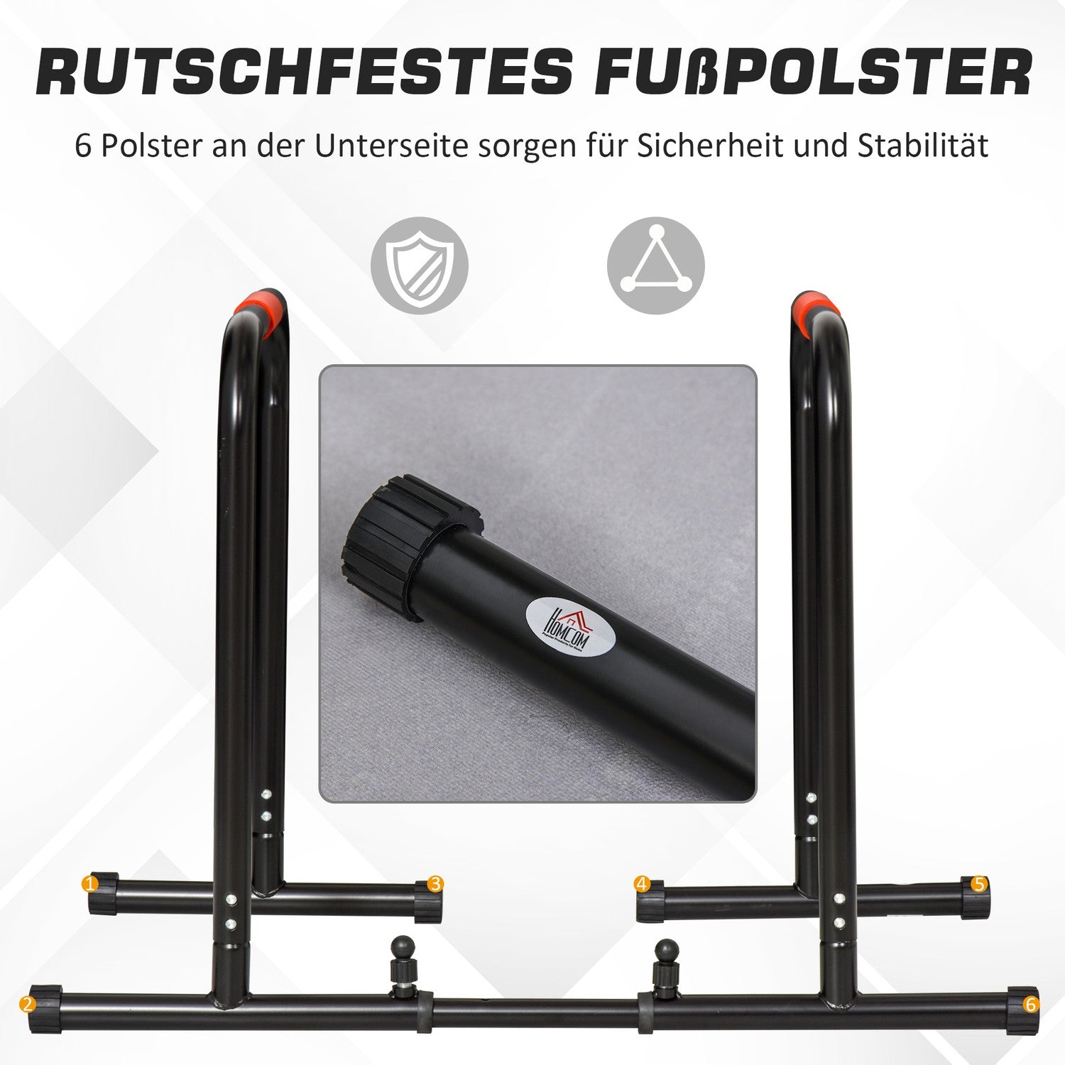 Justerbar svart stålstång, push-up station 94/102x62x73 cm