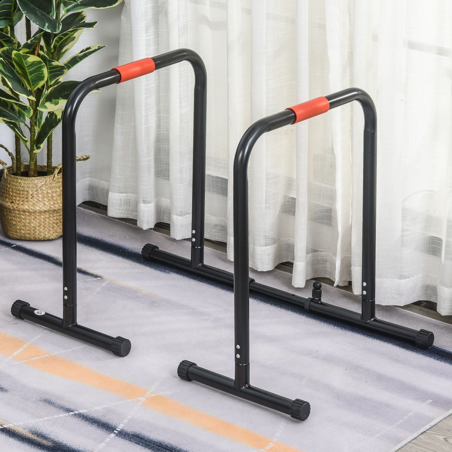 Justerbar svart stålstång, push-up station 94/102x62x73 cm