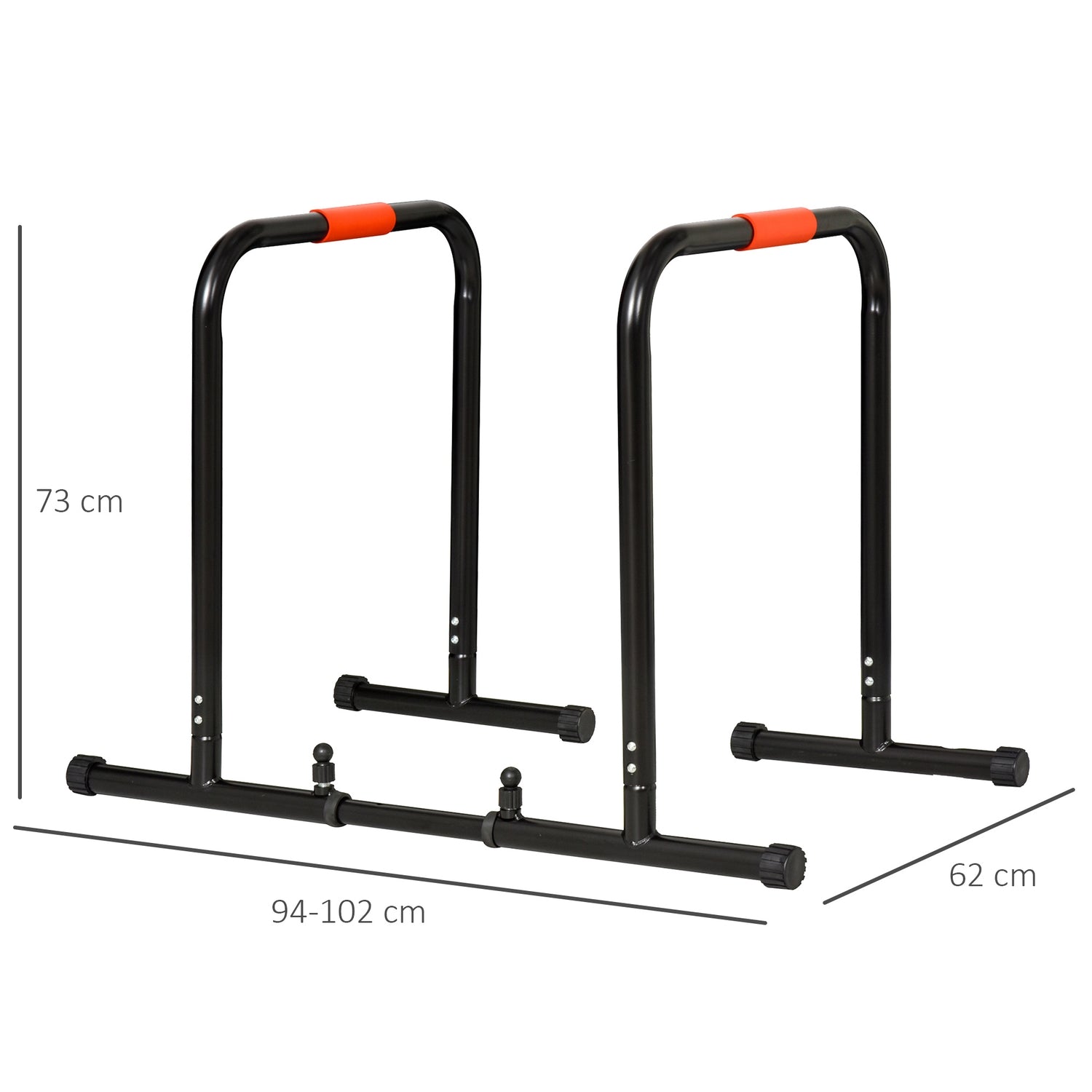 Justerbar svart stålstång, push-up station 94/102x62x73 cm