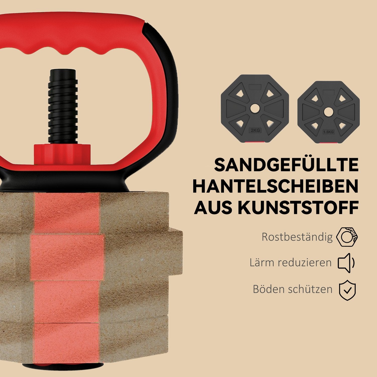 Justerbart 4-i-1-hantelset, 15 kg för hemmaträning