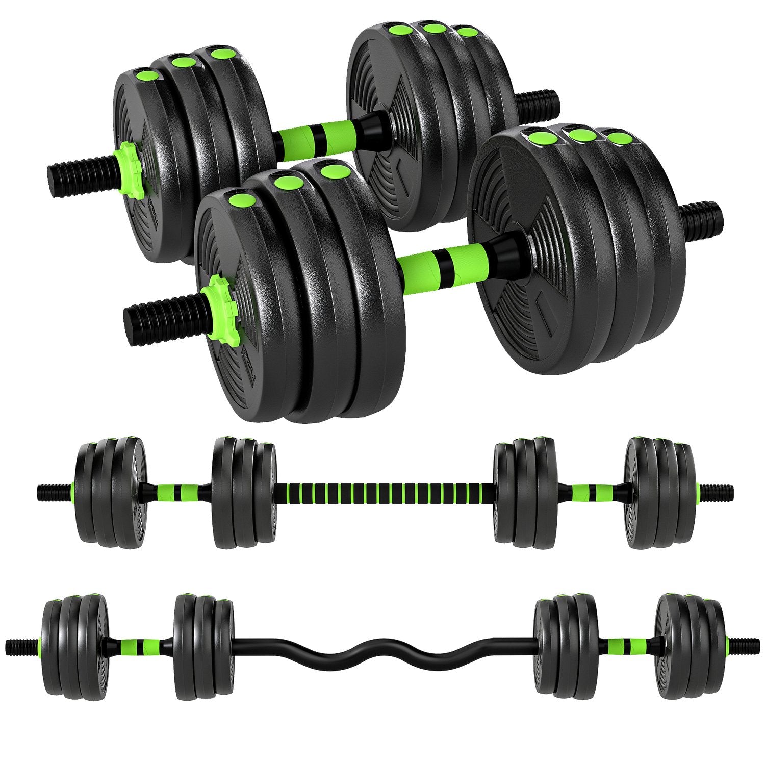 Justerbart hantelset 20 kg – 3-i-1-hemgymutrustning