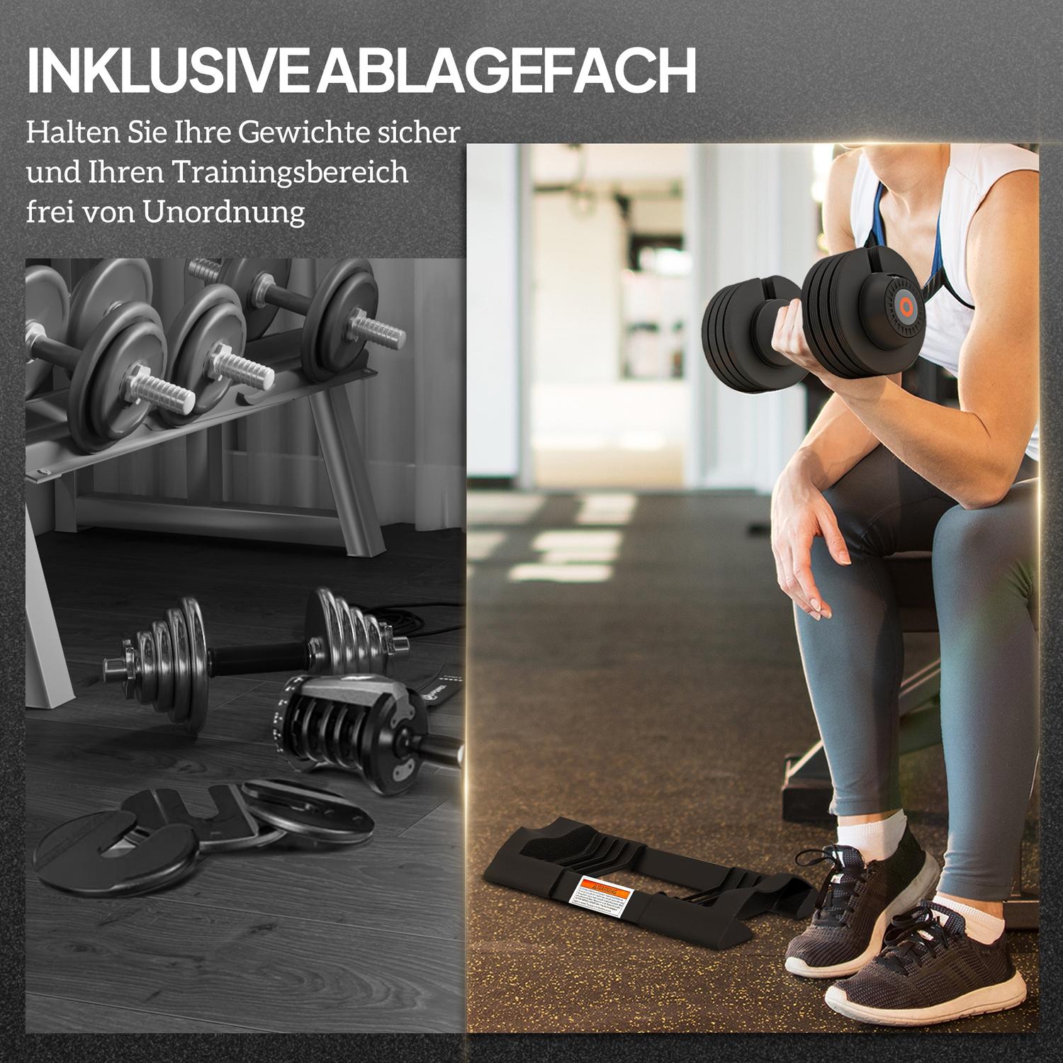 Justerbart hantelset, 6–20 kg med halkfritt grepp