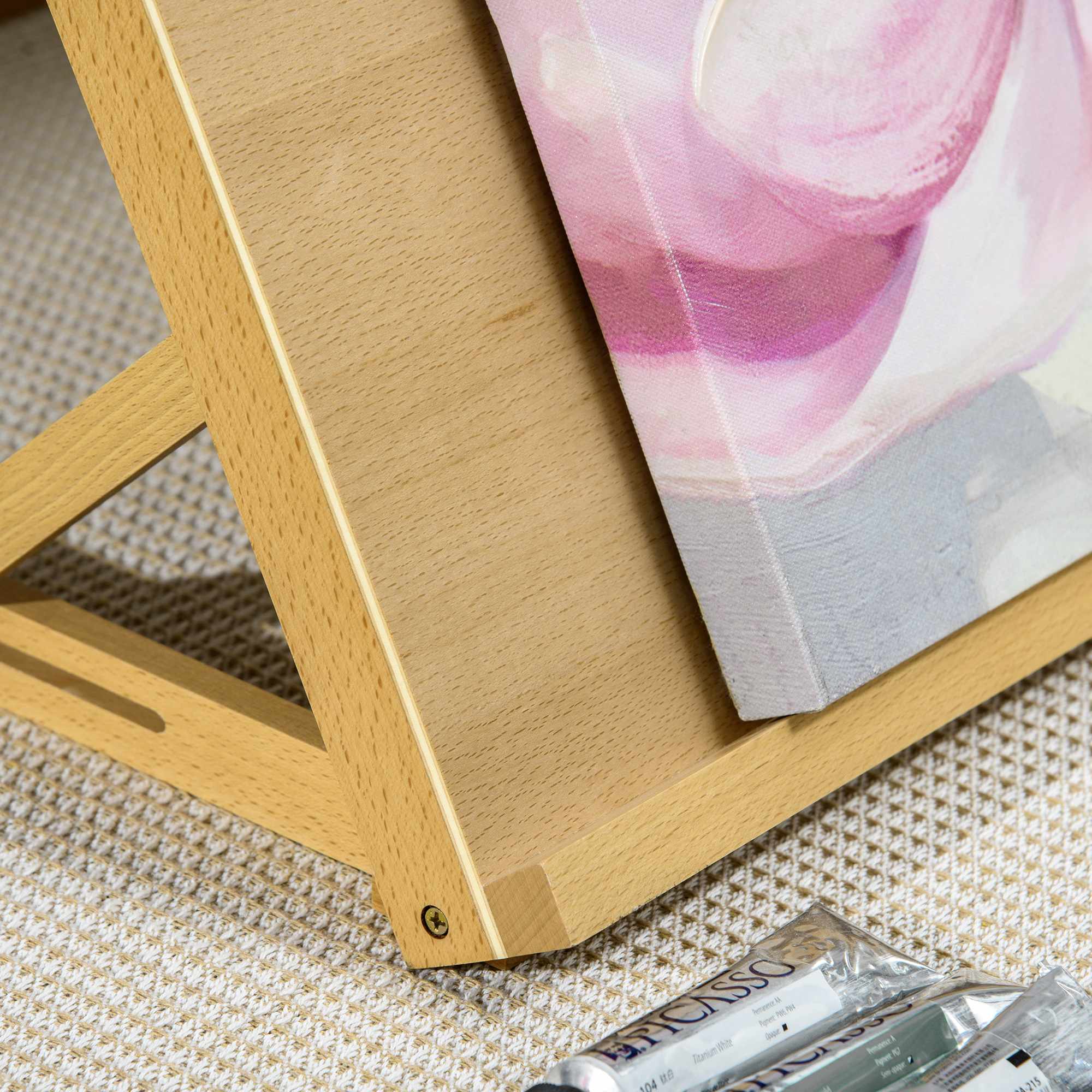 Justerbart hopfällbart bordsstaffli, bokträ, 75,8x51 cm