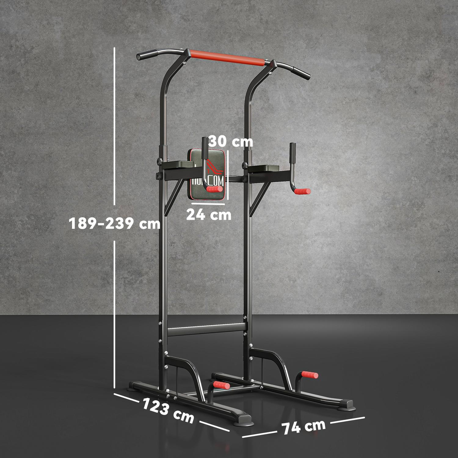 Justerbart krafttorn med pull-up-stång och dipstation