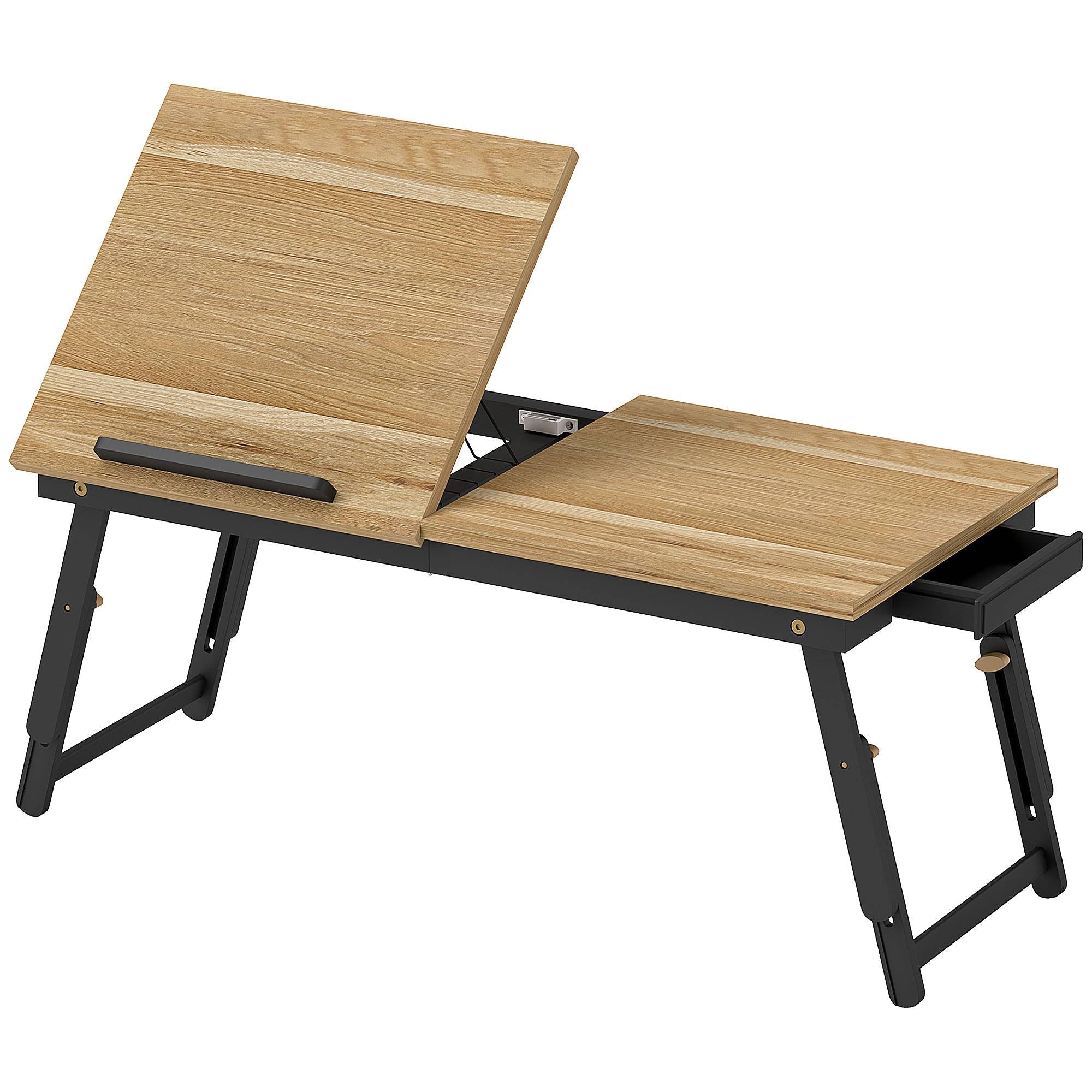 Justerbart laptop-sängbord med låda, hopfällbart