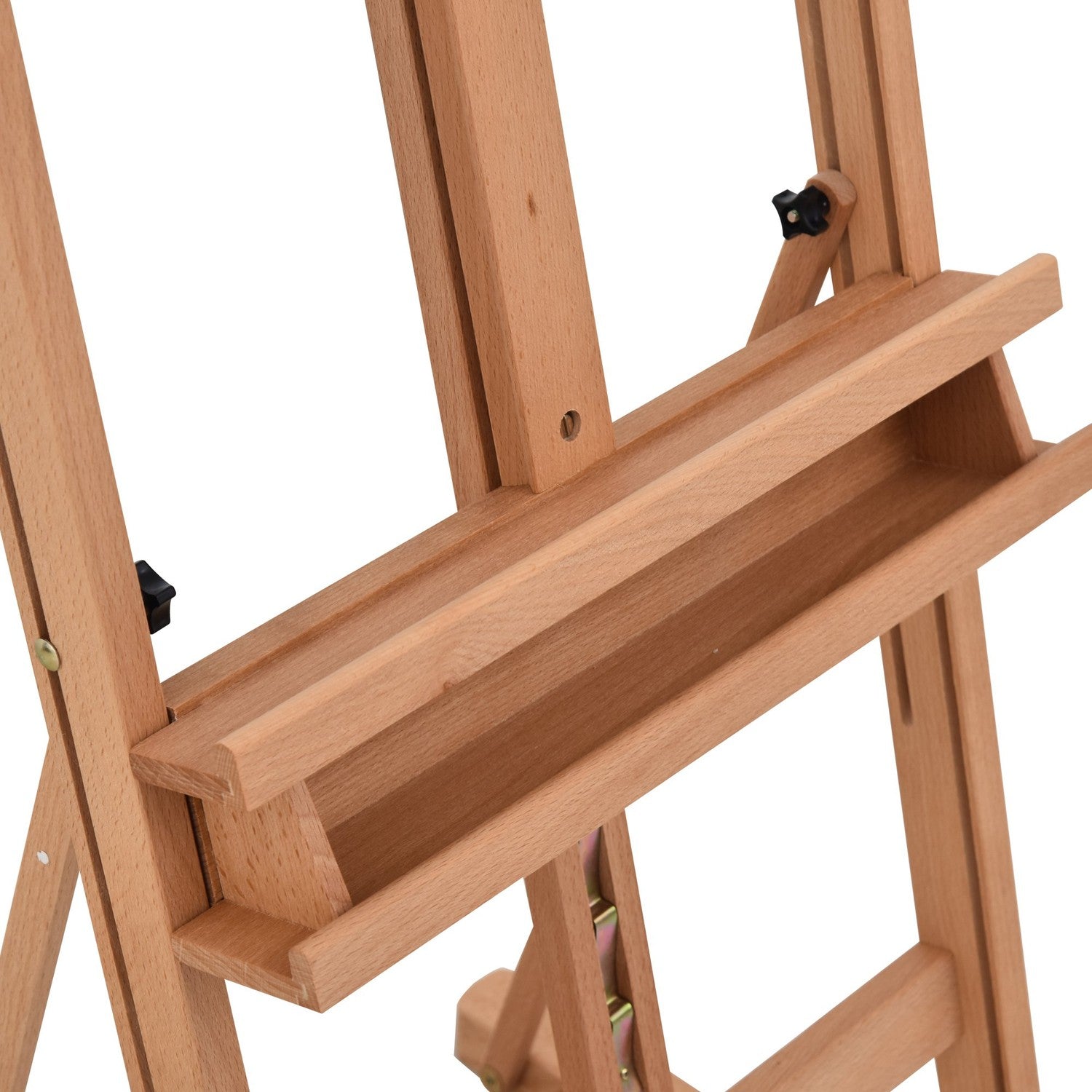 Justerbart staffli i bokträ med förvaring, 53-230cm