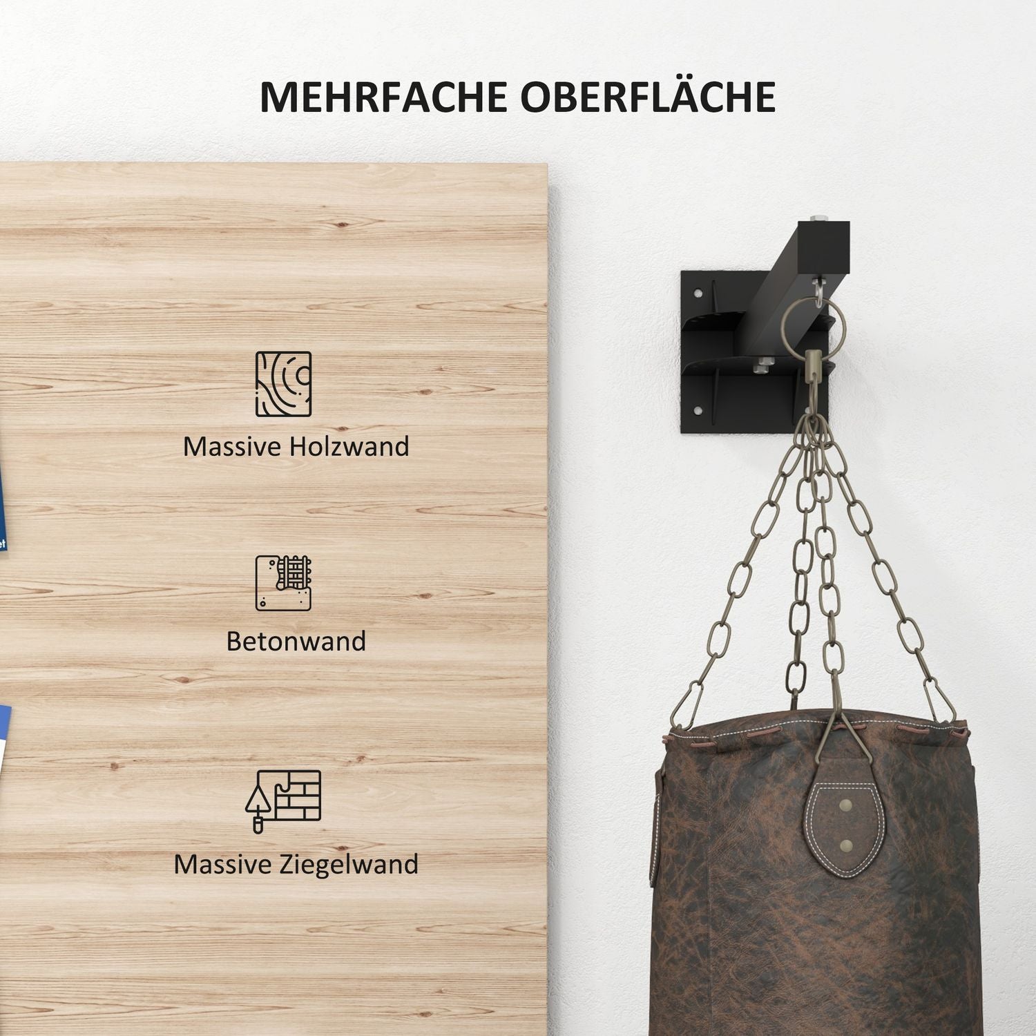 Justerbart väggfäste i stål för boxningssäck – upp till 100 kg