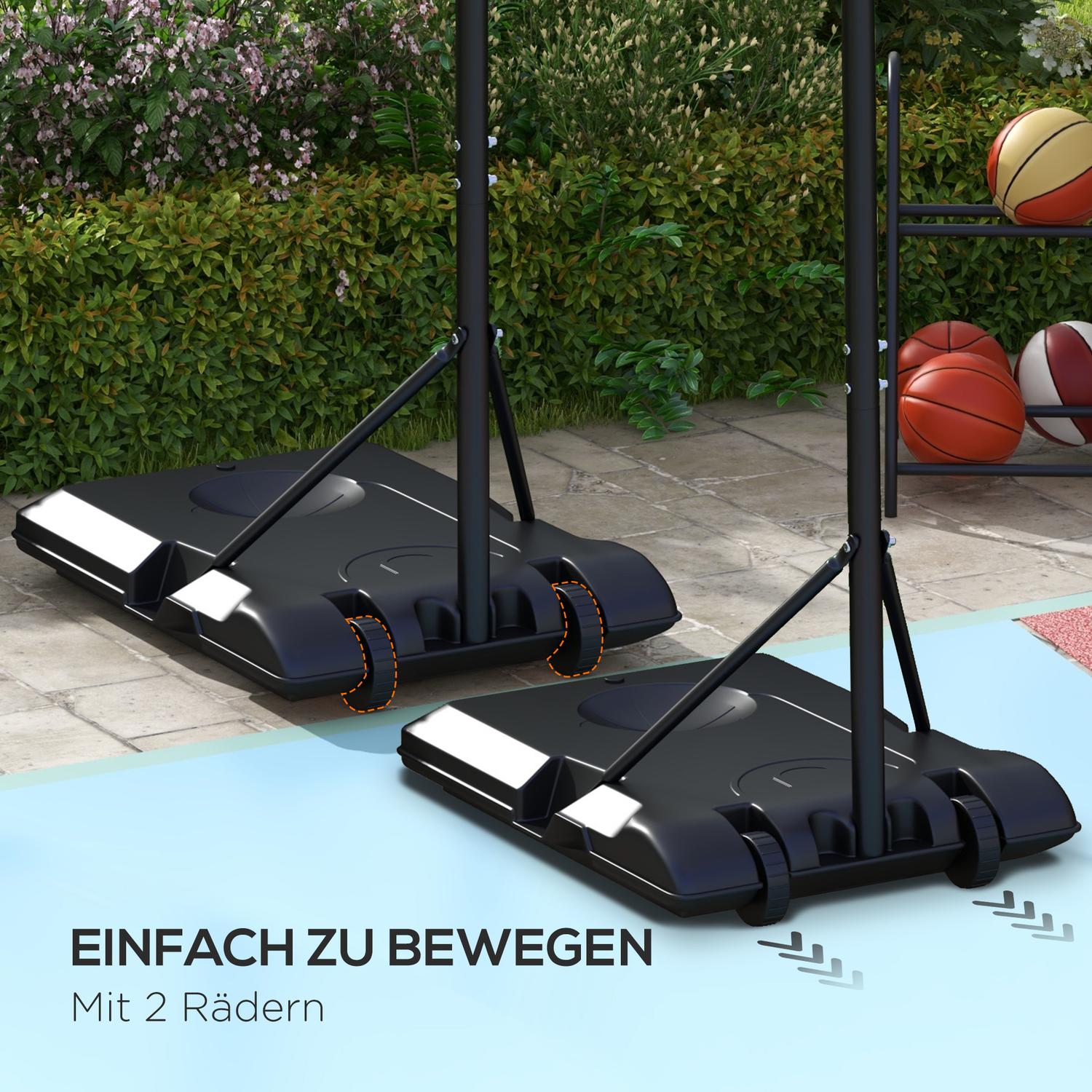 Justerbar utomhusbasketbåge med hjul – stål, flerfärgad