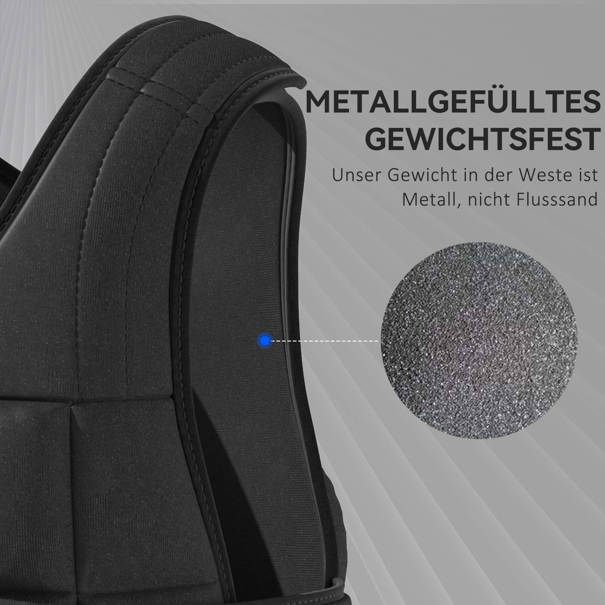 Justerbar viktväst på 20 kg, avtagbara vikter, svart