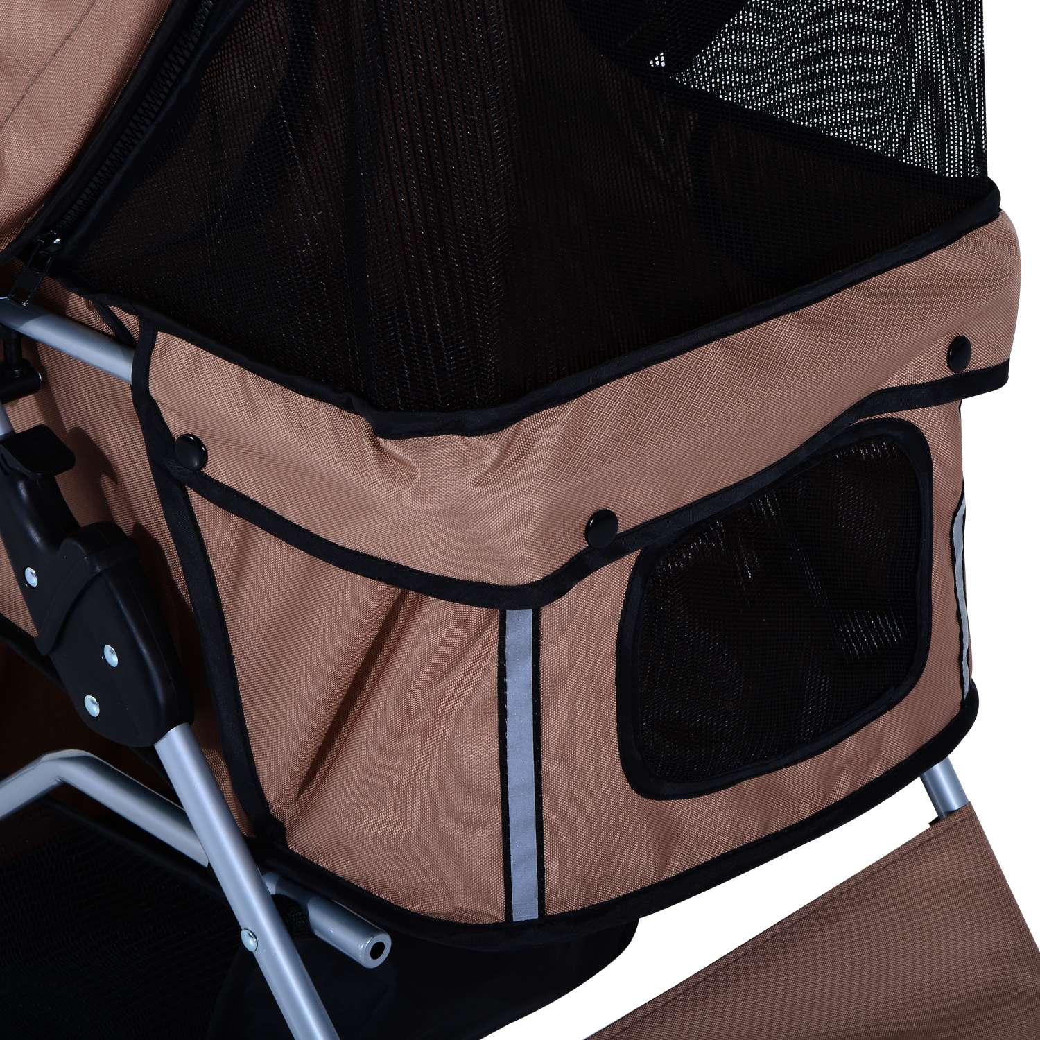 Kaffebrun hundvagn, lätt och hopfällbar