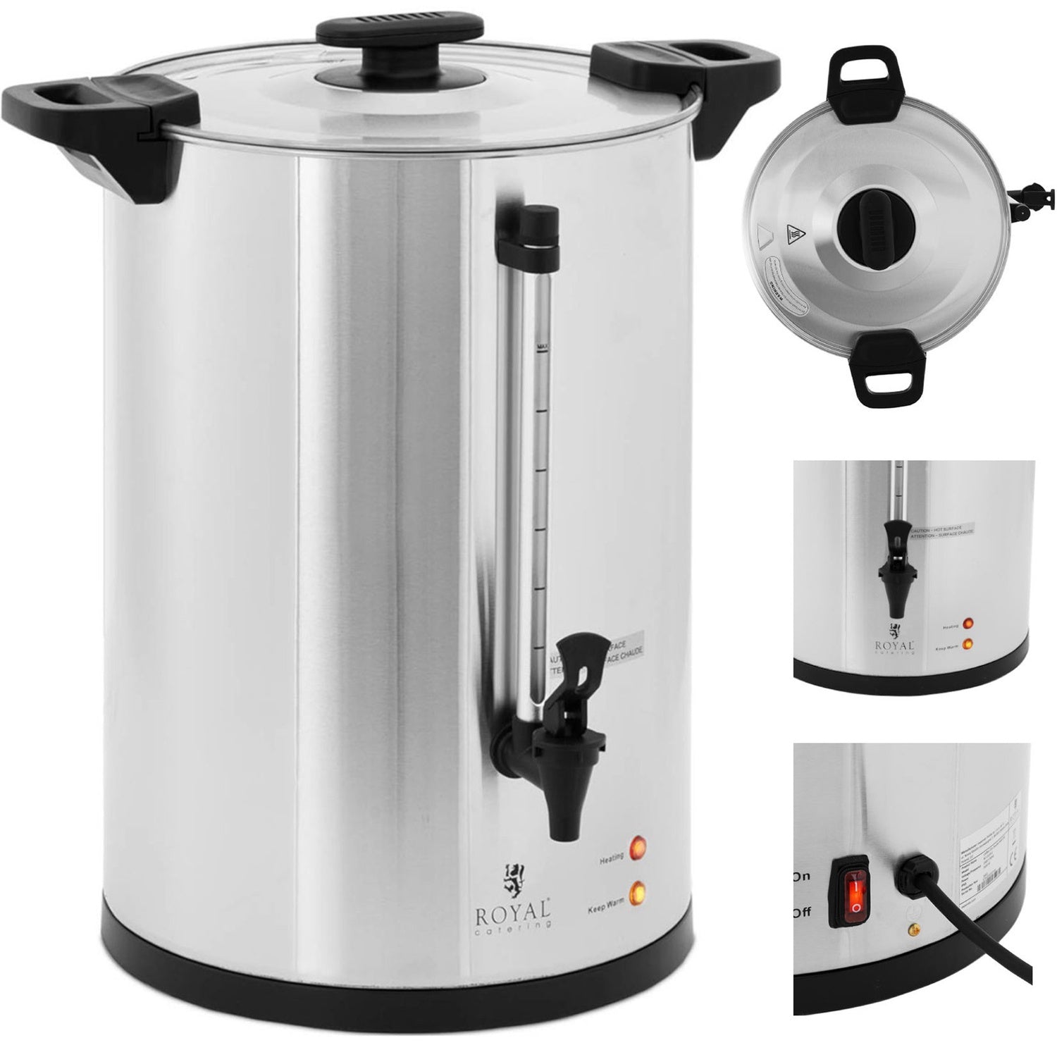 Kaffe- och tebryggare med kran 20 l 1650 W silver
