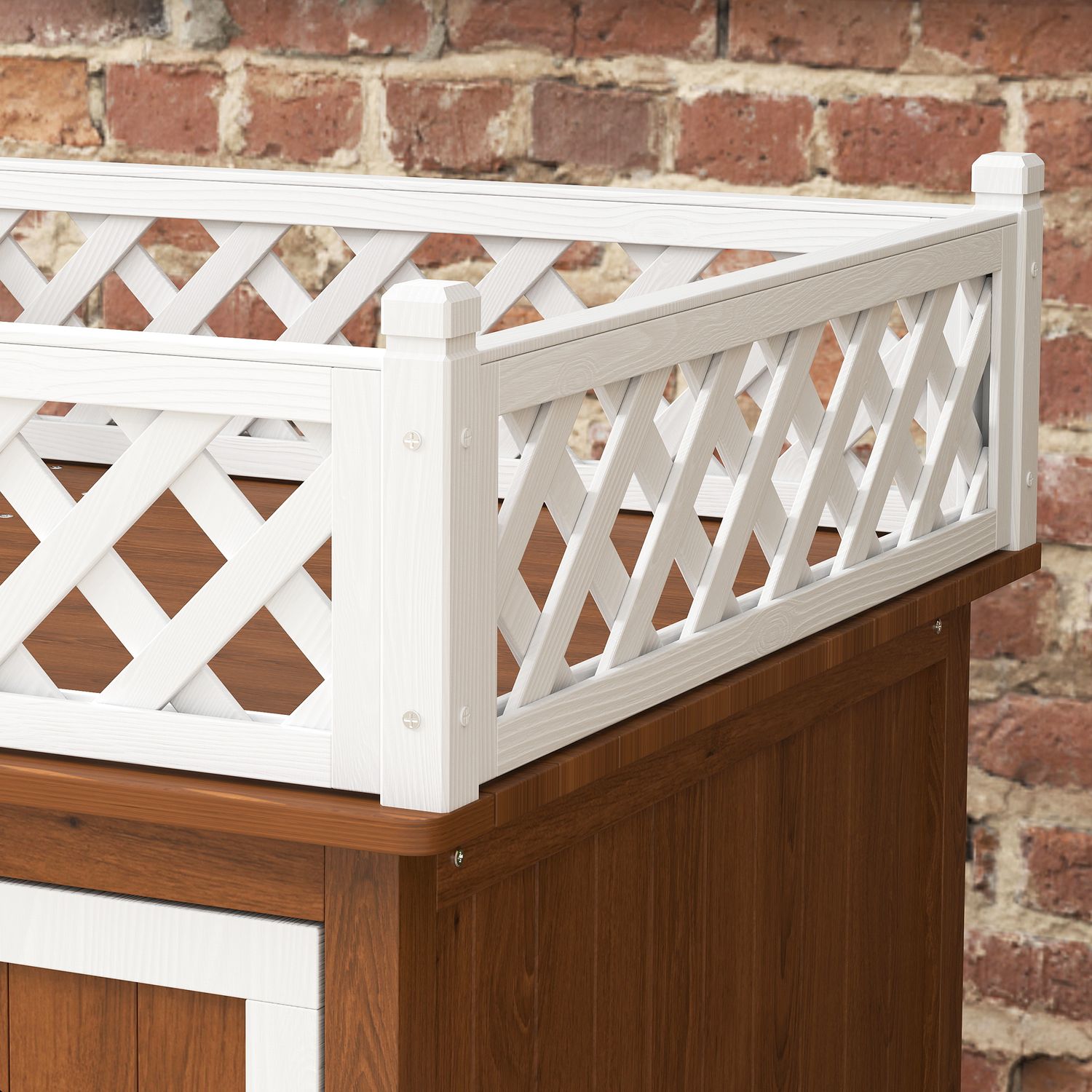 Katthus med balkong och trappor – granträ, upp till 6 kg