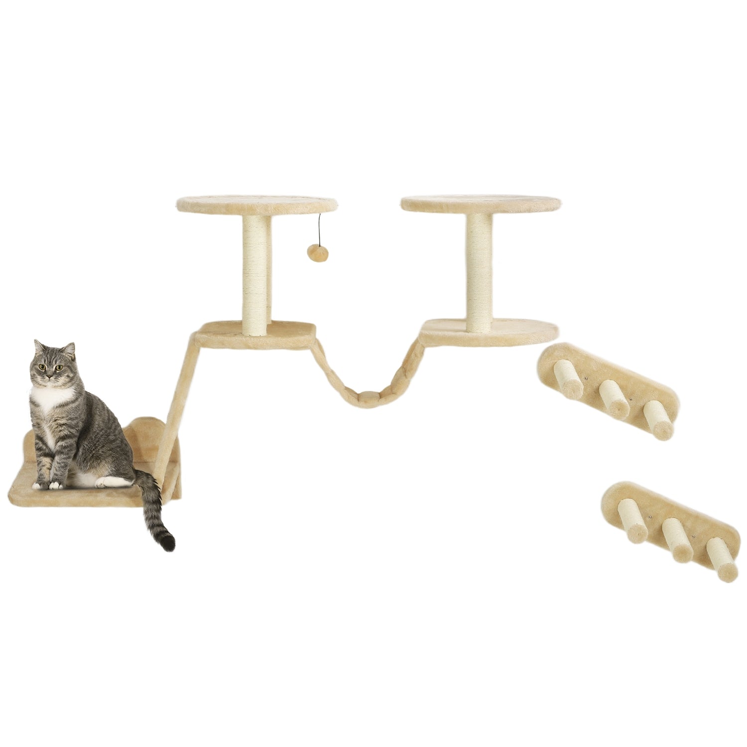 Cat klätterväggset med skrapstolpe, sisal, beige