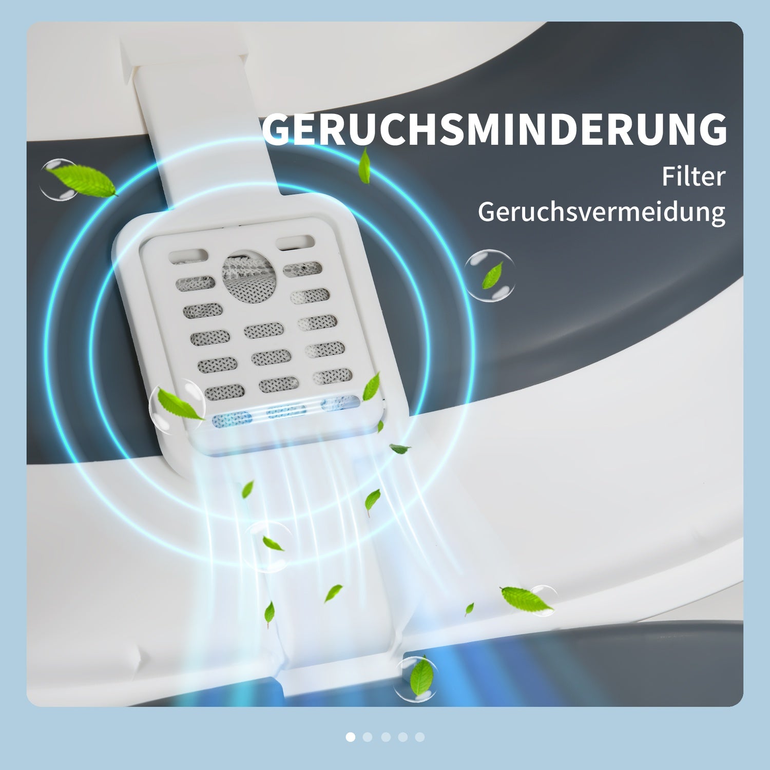 Kattsandskopa med deodorant, vit/grå, 52x41x38 Cm