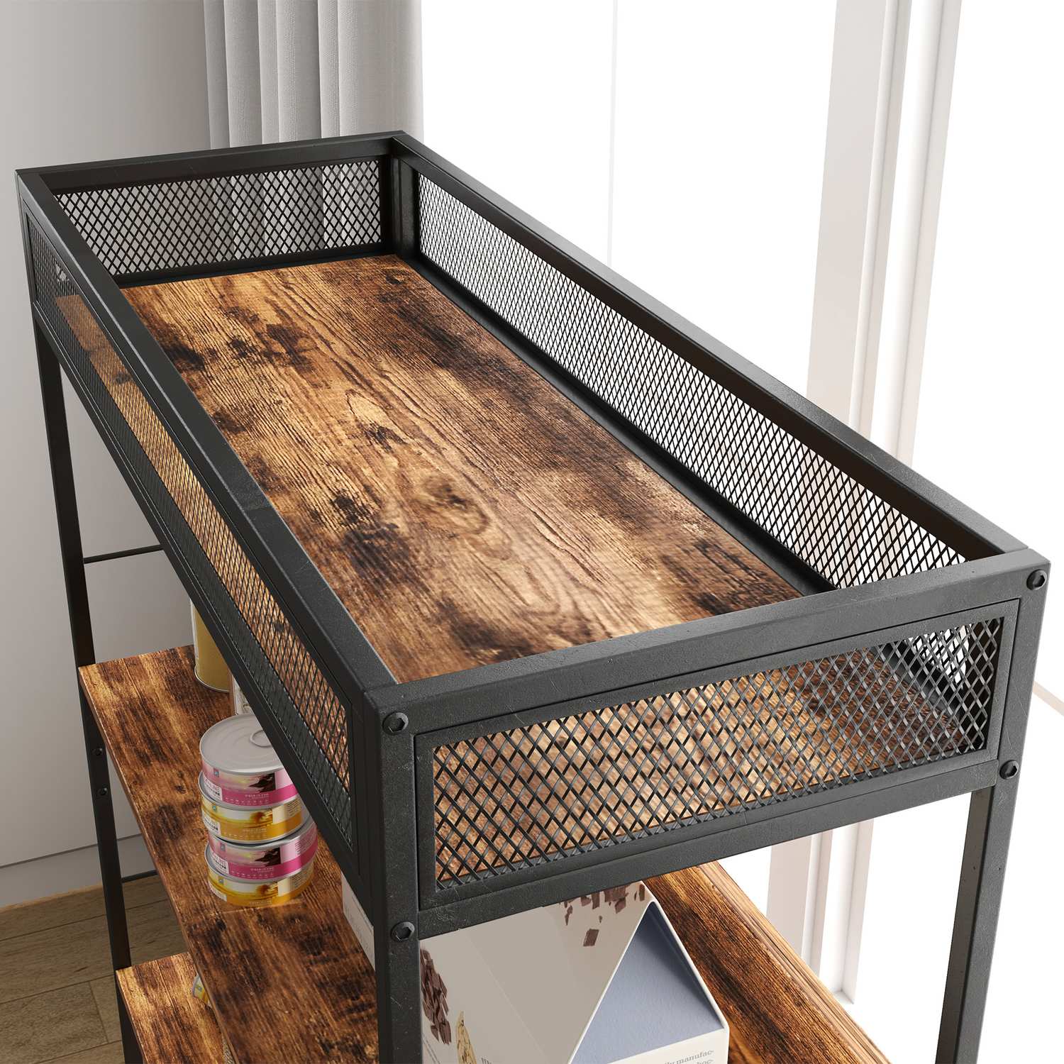 Kattskåp med hylla och skrapstolpe