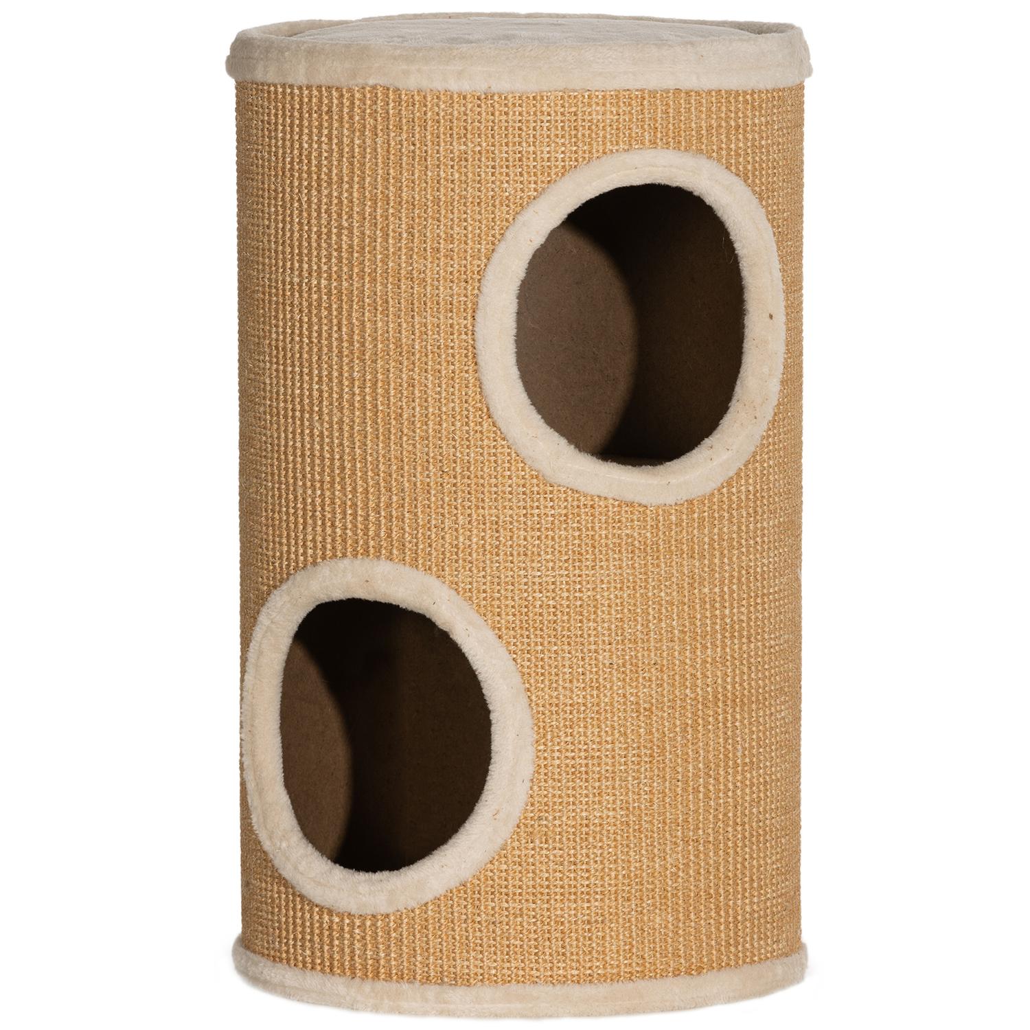 Kattskraptunna med 2 grottor, Sisal, 60 cm