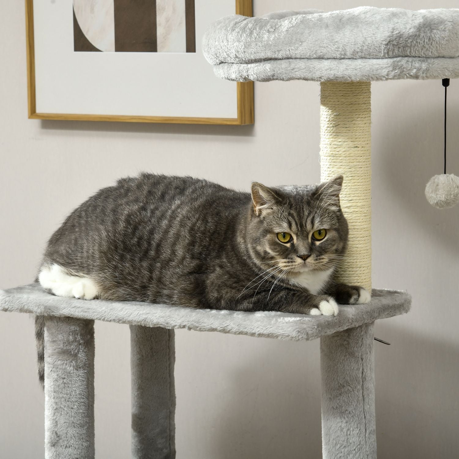 Kattträd 141,5 cm med grotta, lekboll, säng och sisal