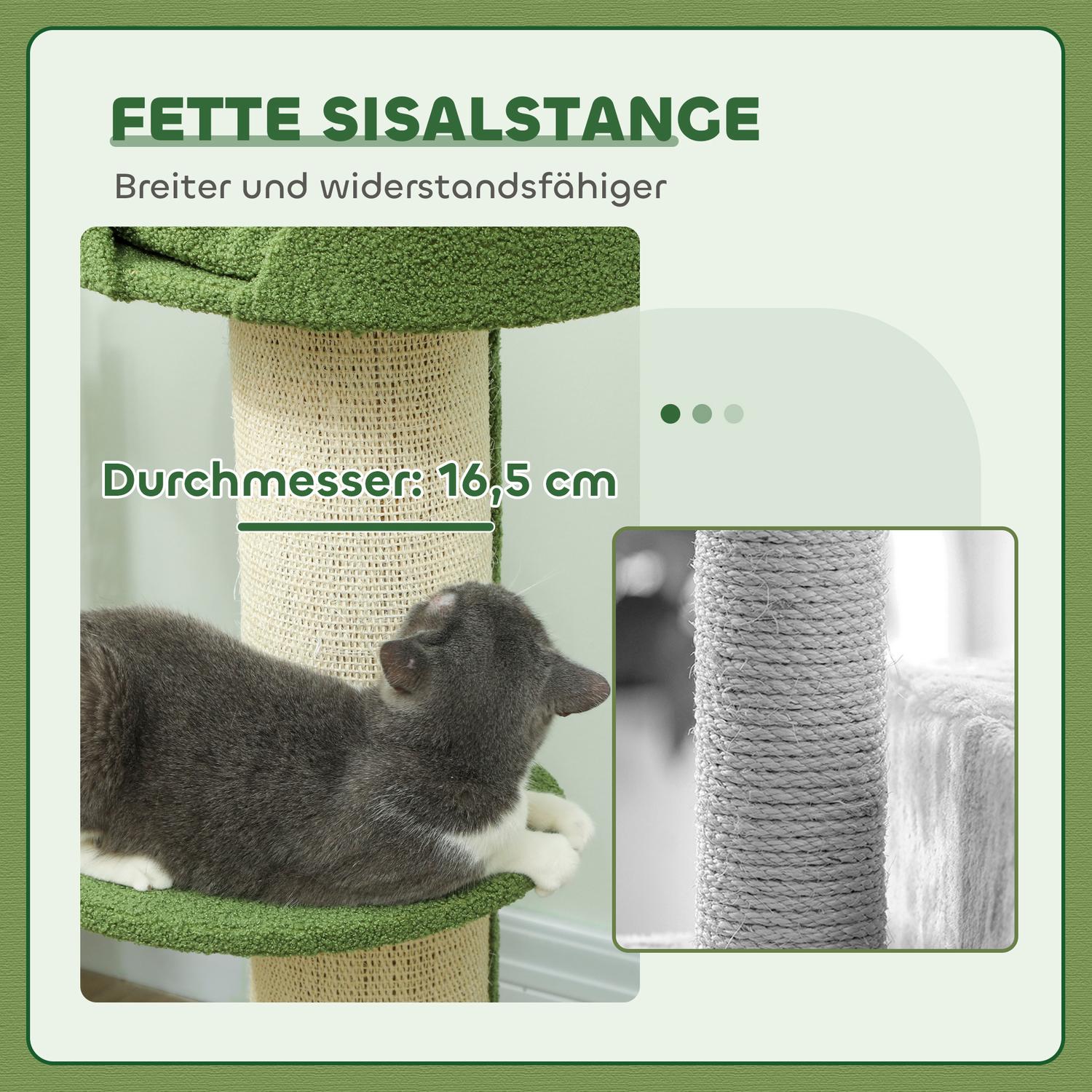 Kattträd 91cm med säng, plattformar, sisalstolpar, grönt