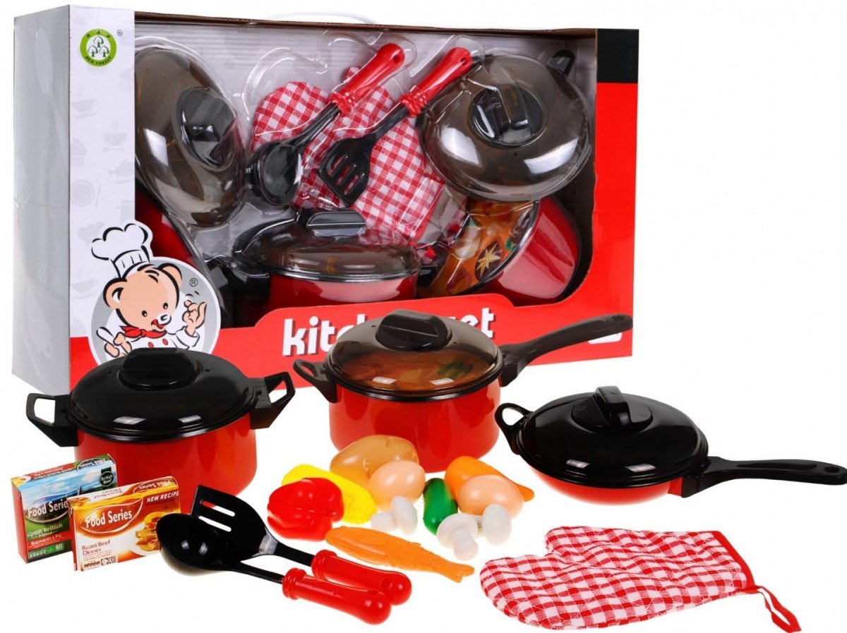 Kids Kitchen Lekset: grytor, kastruller, handskar och tillbehör