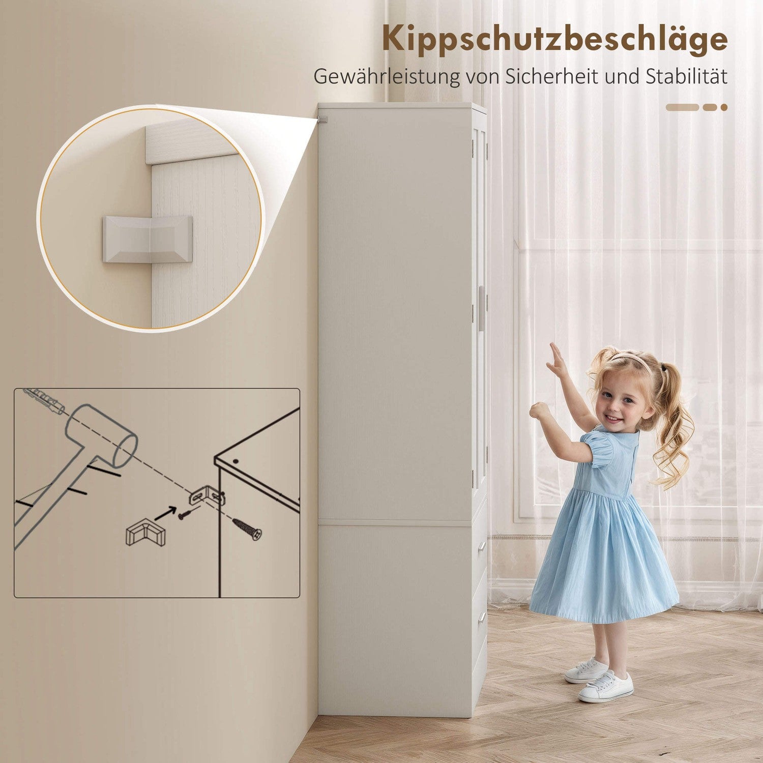 Köksskåp, justerbara hyllor, 2 lådor, vit MDF
