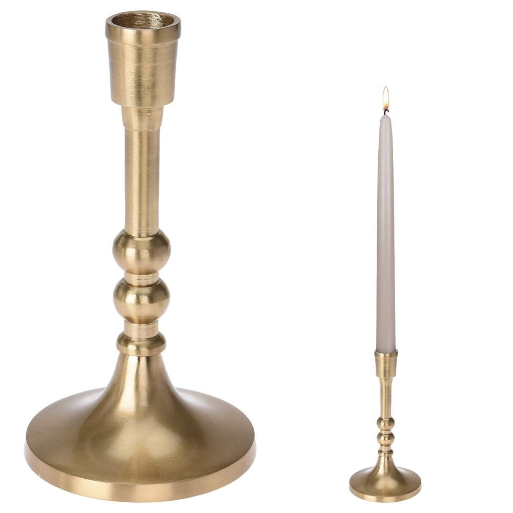 Klassisk gyllene ljusstake för långa ljus i aluminium