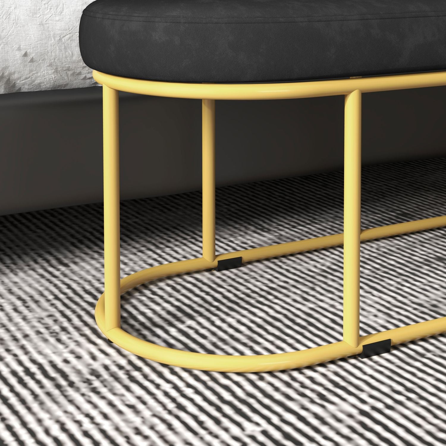 Klädd bänk i sammetslook, stål, kapacitet 200 kg, blå