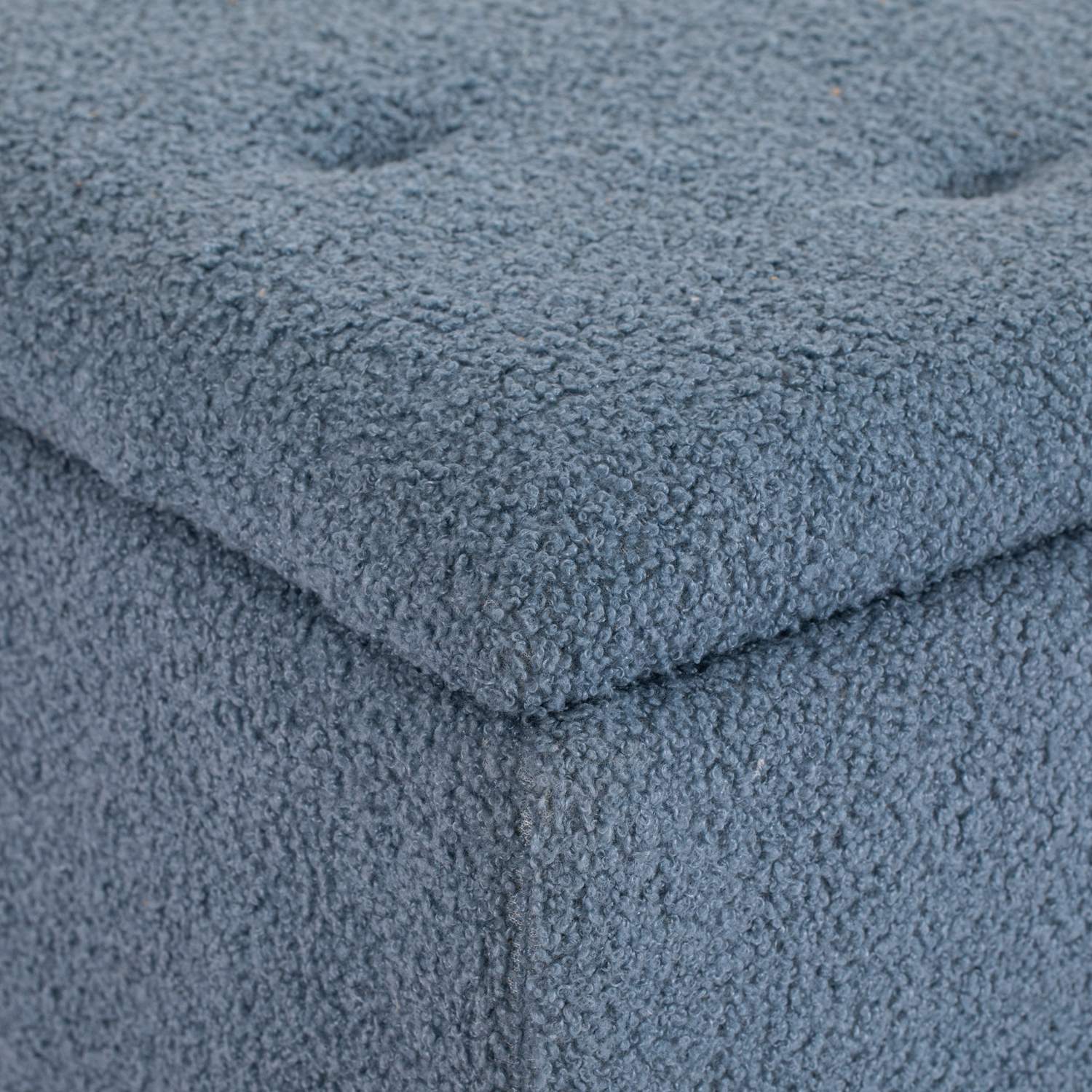 Klädd förvaringsbänk med fällbart lock – Blå 95x38x45 cm