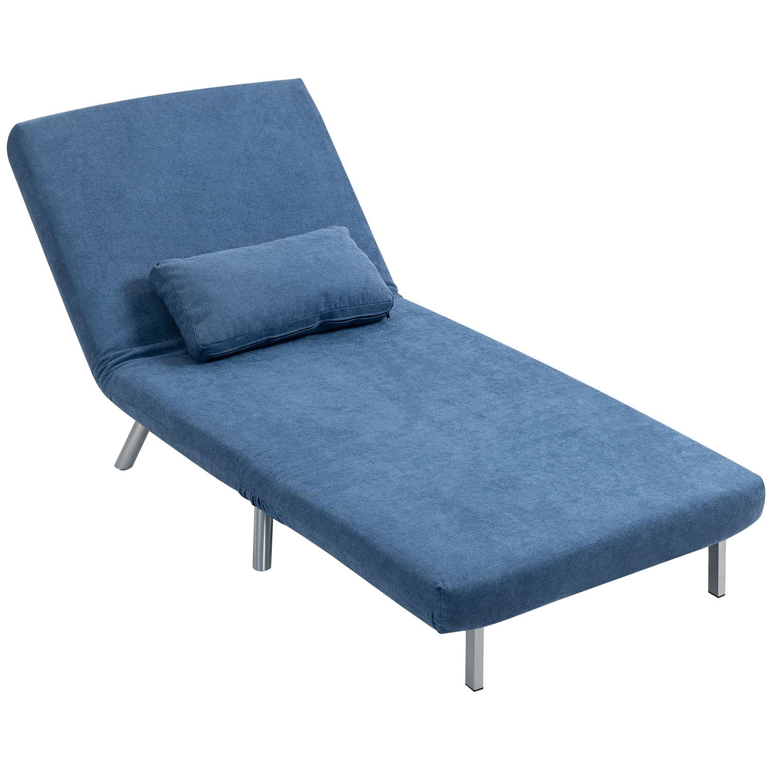 Klädd fåtölj med sängfunktion, 2-i-1 design, sovfåtölj, gästsäng, tygöverdrag, med dyna, blå