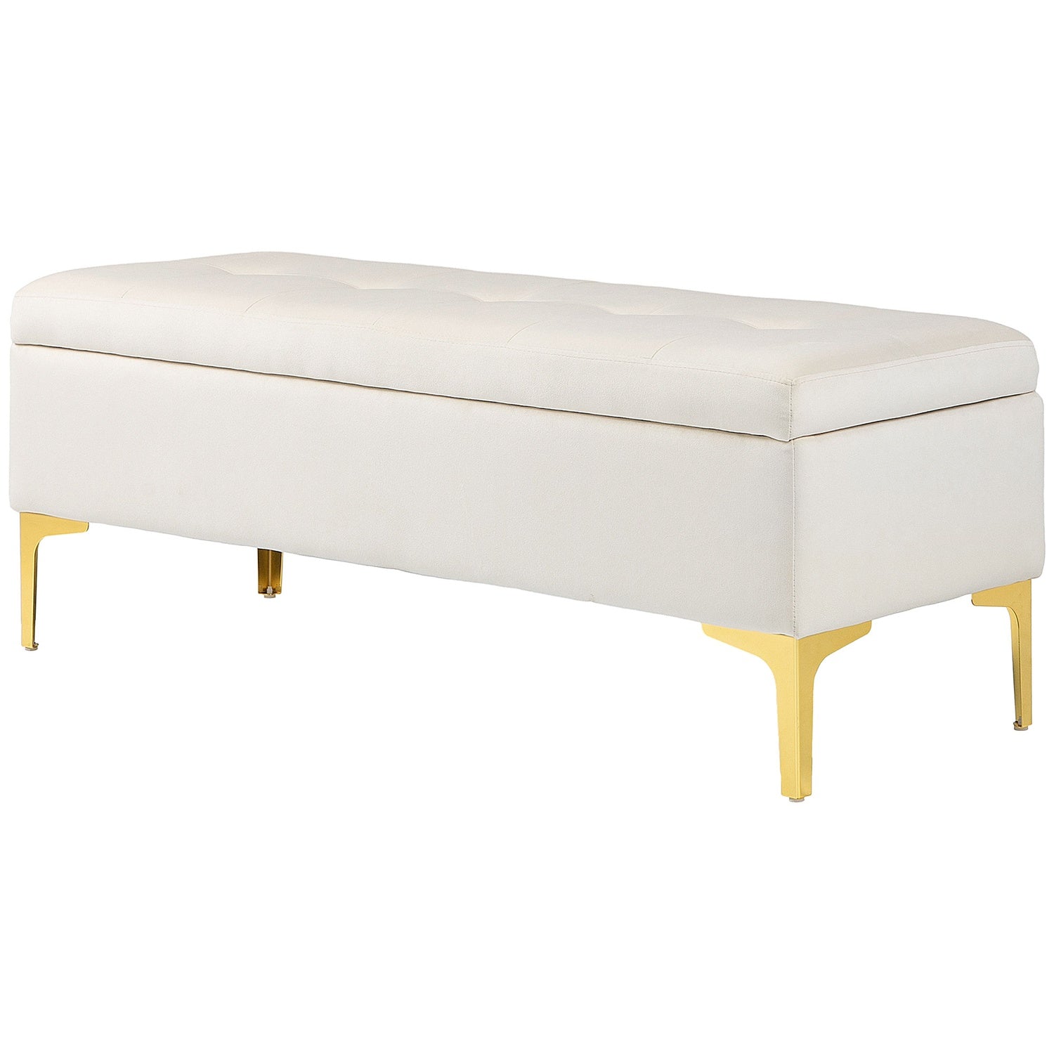 Klädd sammetsbänk med metallben, 120cm – Beige