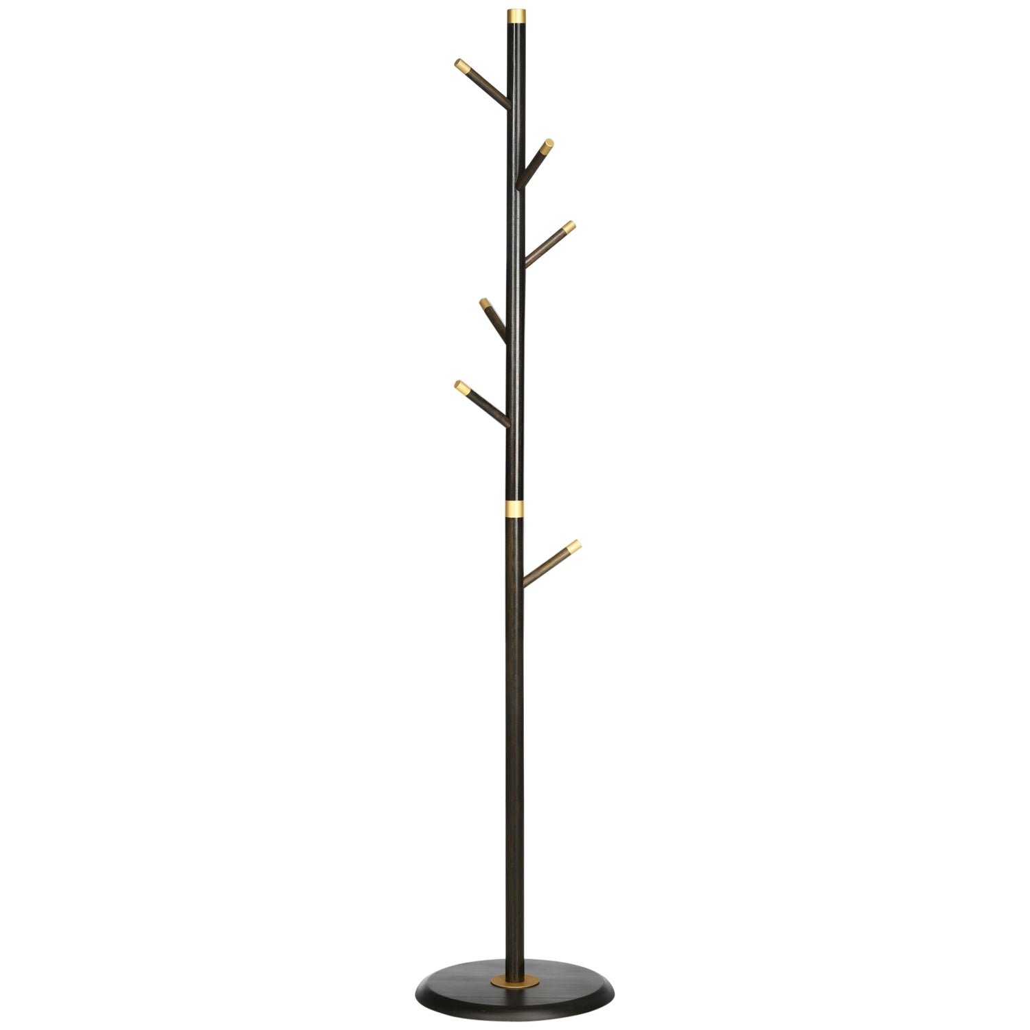 Stående metallklädhängare, 6 krokar, valnötsfinish, 180 cm