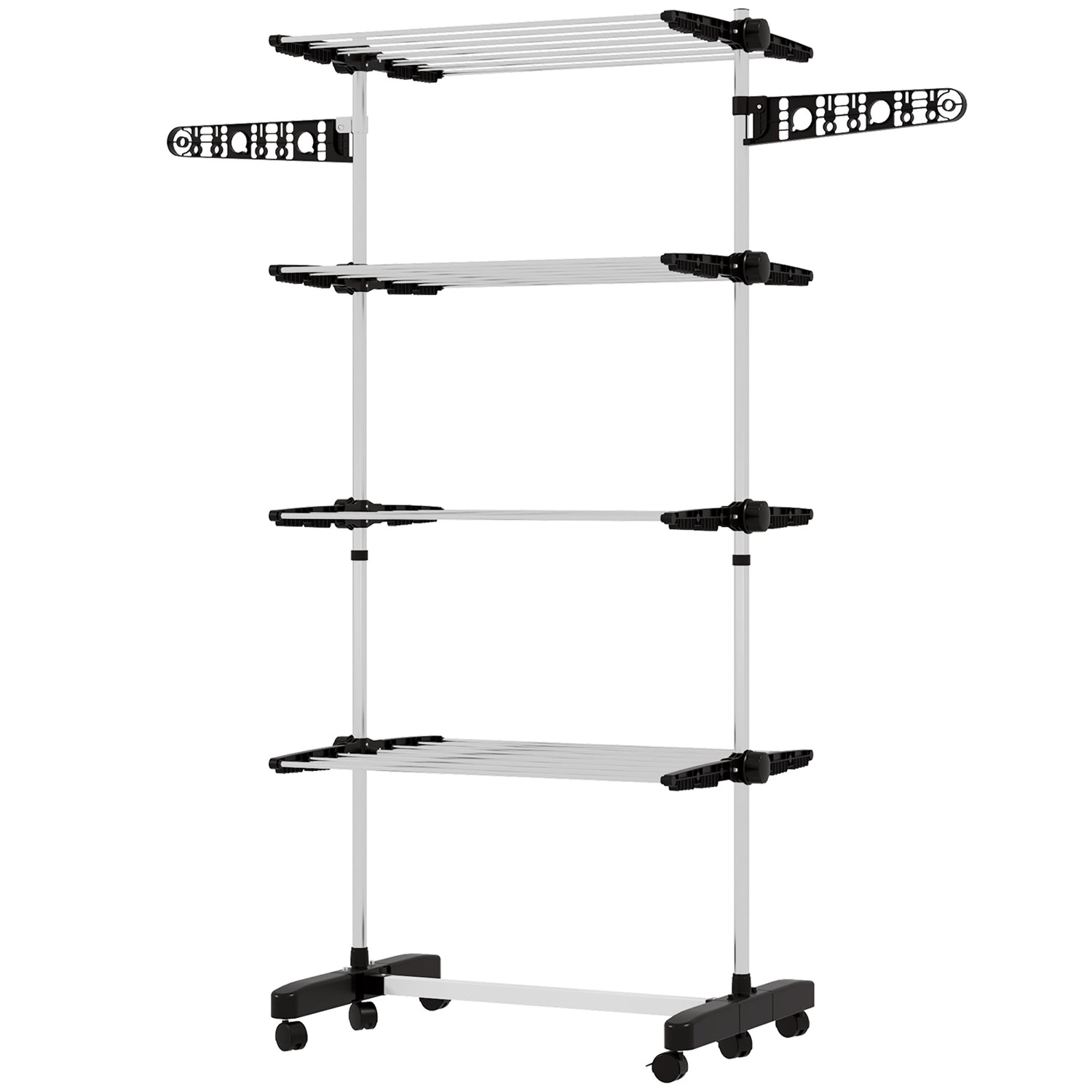 Klädluftare med hjul, fällbara vingar – stål, 142 x 55 x 172 cm
