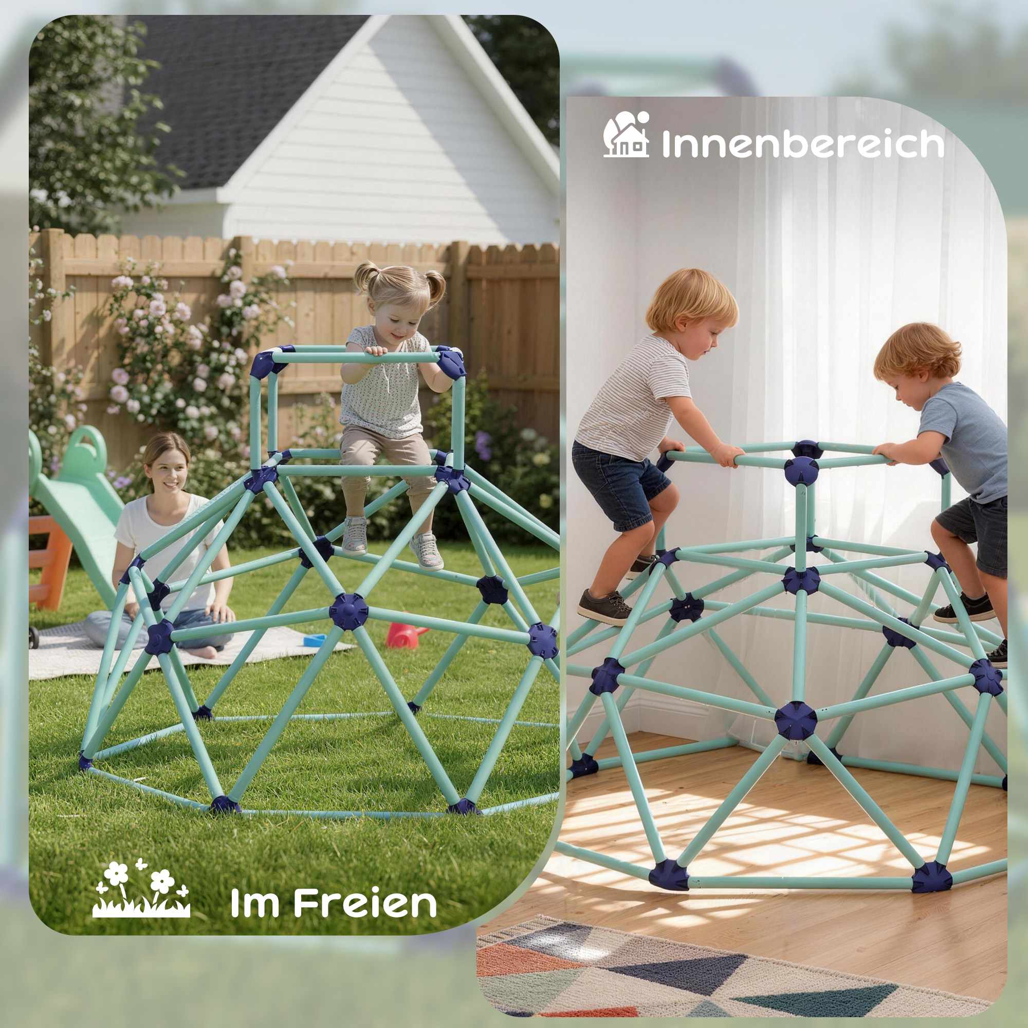 Klätterkupol för barn, UV-resistent, 182,5 cm, blå