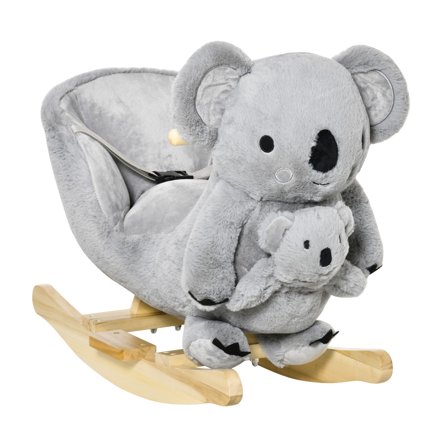 Koala gungleksak för småbarn, grå plysch och trä
