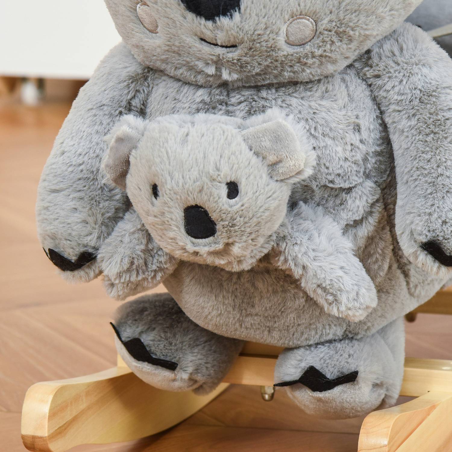 Koala gungleksak för småbarn, grå plysch och trä