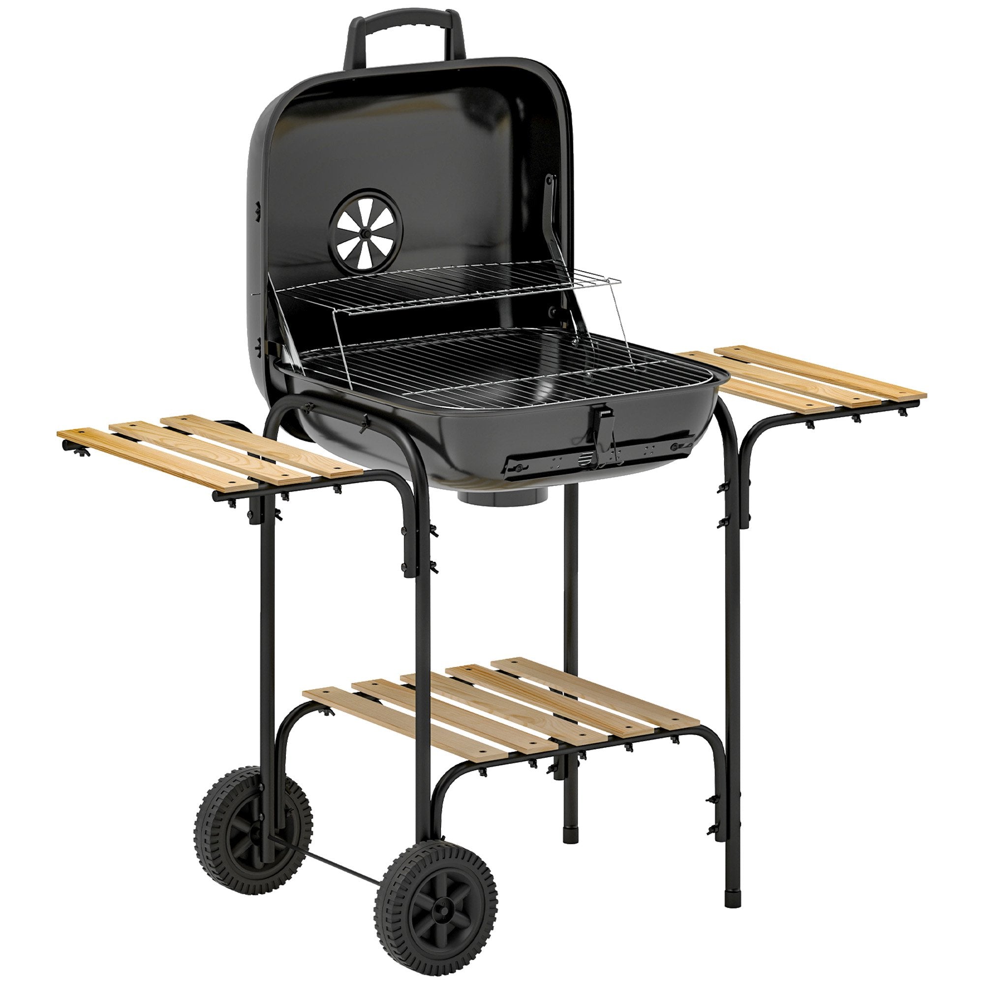 Kullgrill med låsbart lokk, stålramme, 1840 cm² grillflate