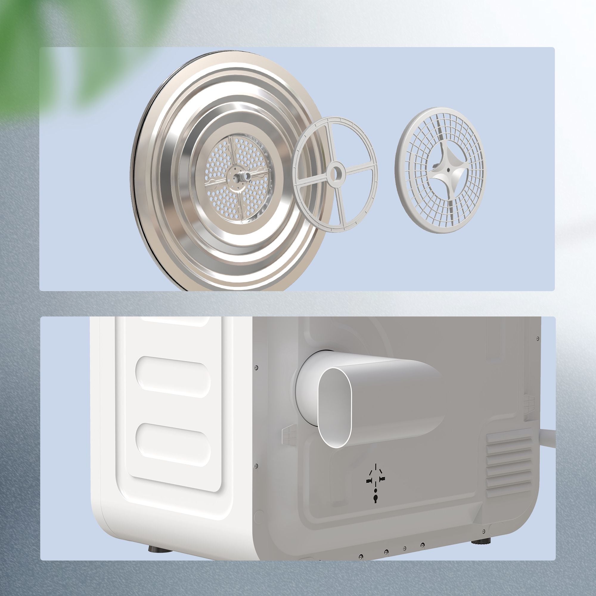 Kompakt 4 kg frontmatad torktumlare med rostfri trumma, 800 W